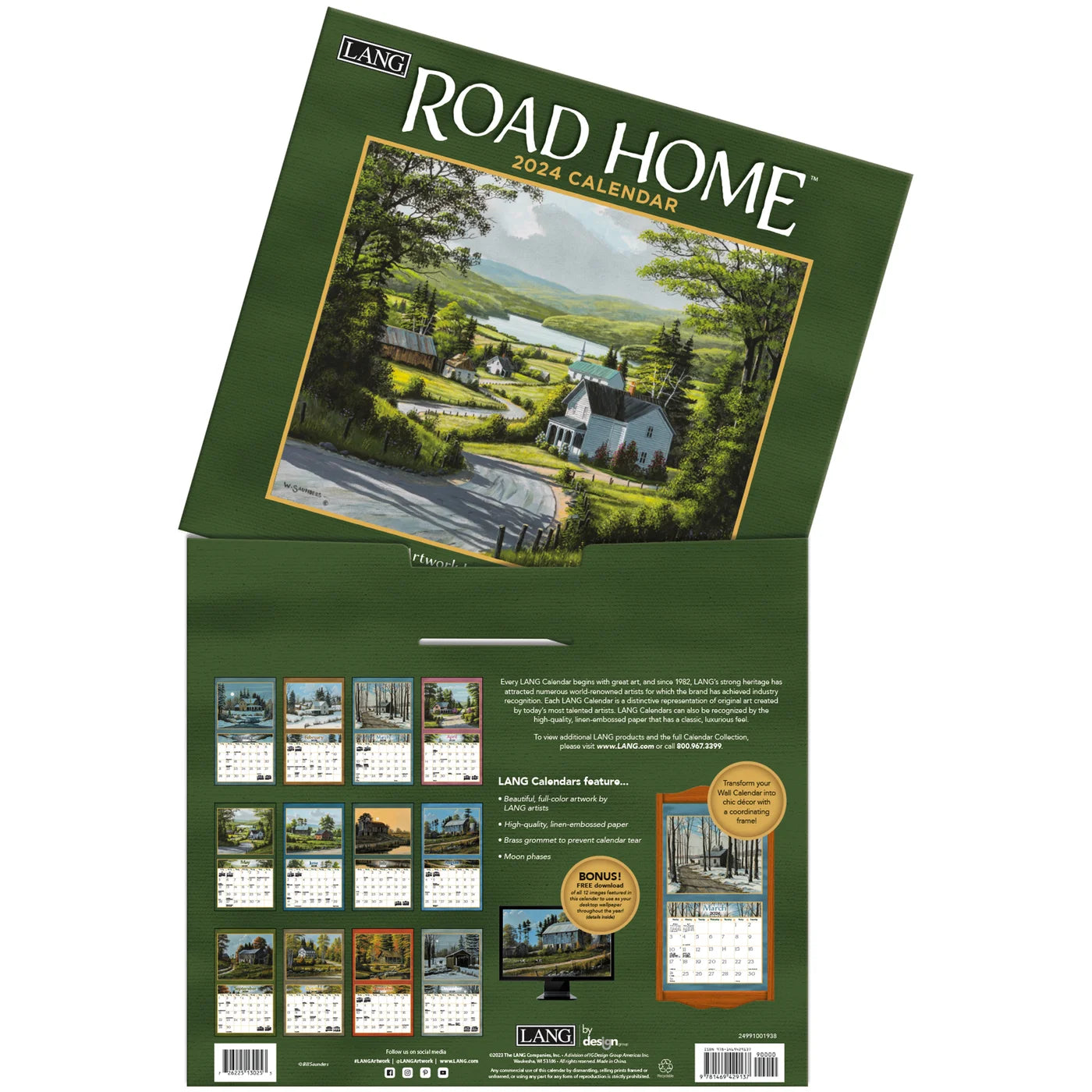 2024 LANG Road Home By Bill Saunders - Deluxe Wall Calendar