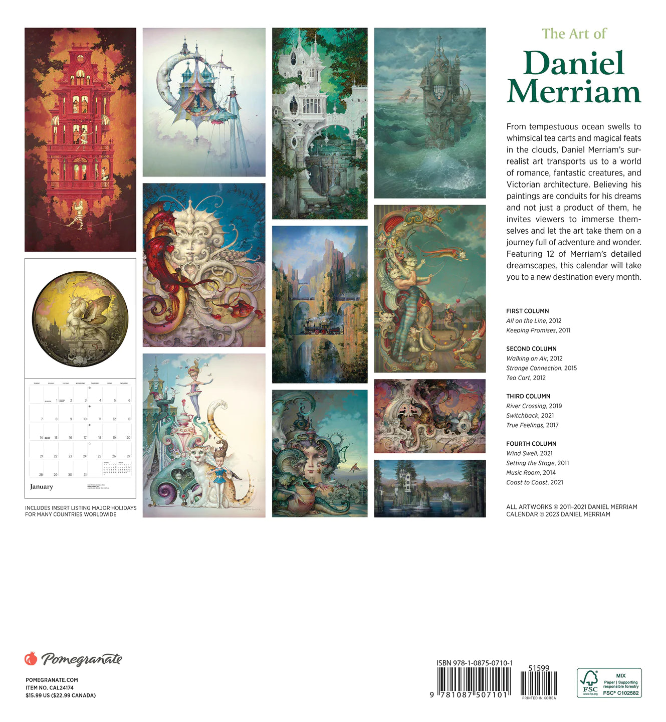 2024 The Art Of Daniel Merriam - Square Wall Calendar  SOLD OUT