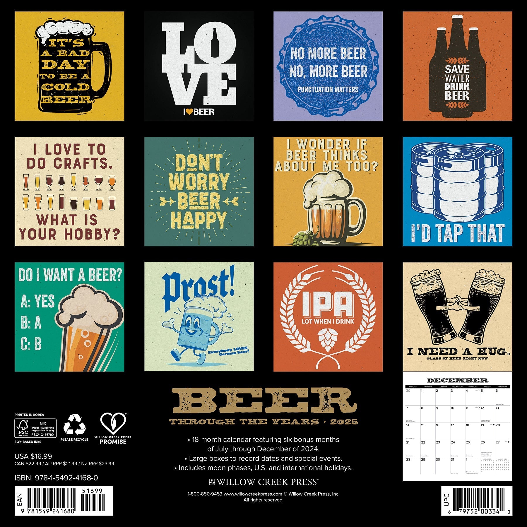 2025 Beer Through the Years - Square Wall Calendar (US Only)