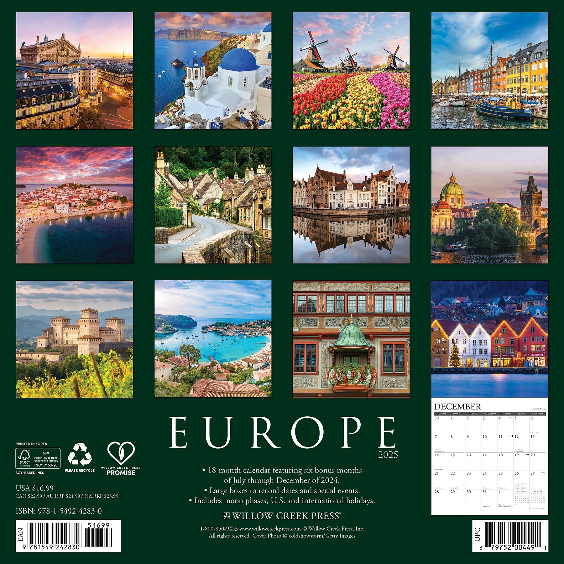 2025 Europe - Square Wall Calendar (US Only)