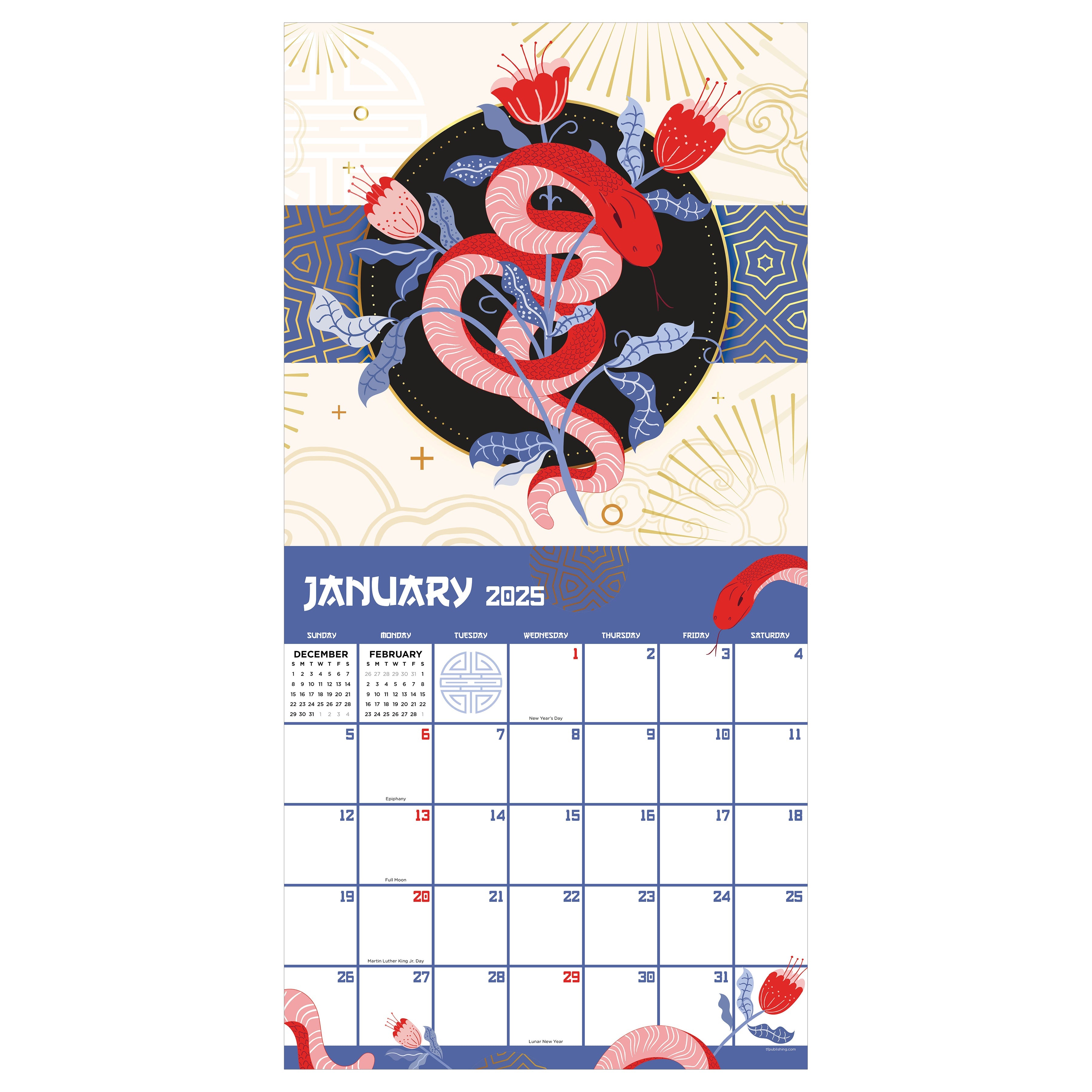 2025 Year of the Snake - Square Wall Calendar