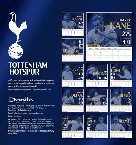 Tottenham Hotspur FC - 2024 Wall Calendar by Danilo Promotions