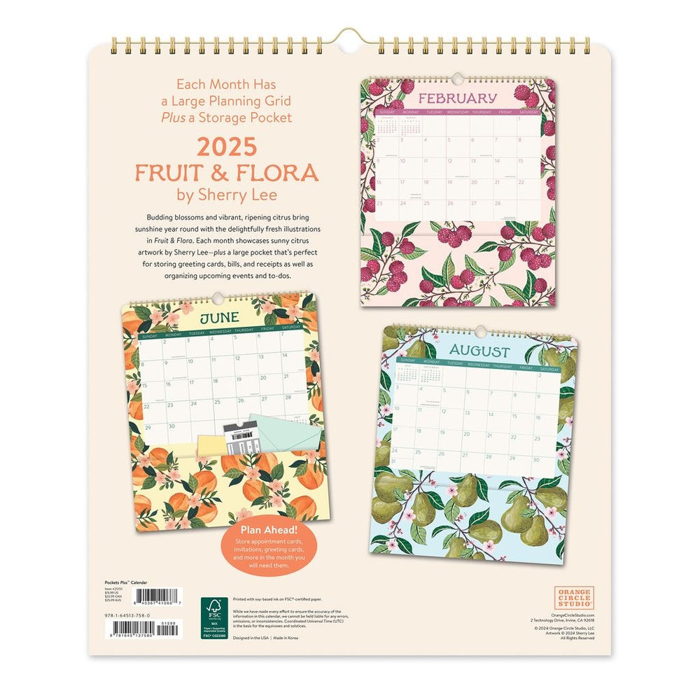 2025 Fruit & Flora Pockets Plus Deluxe Wall Calendar