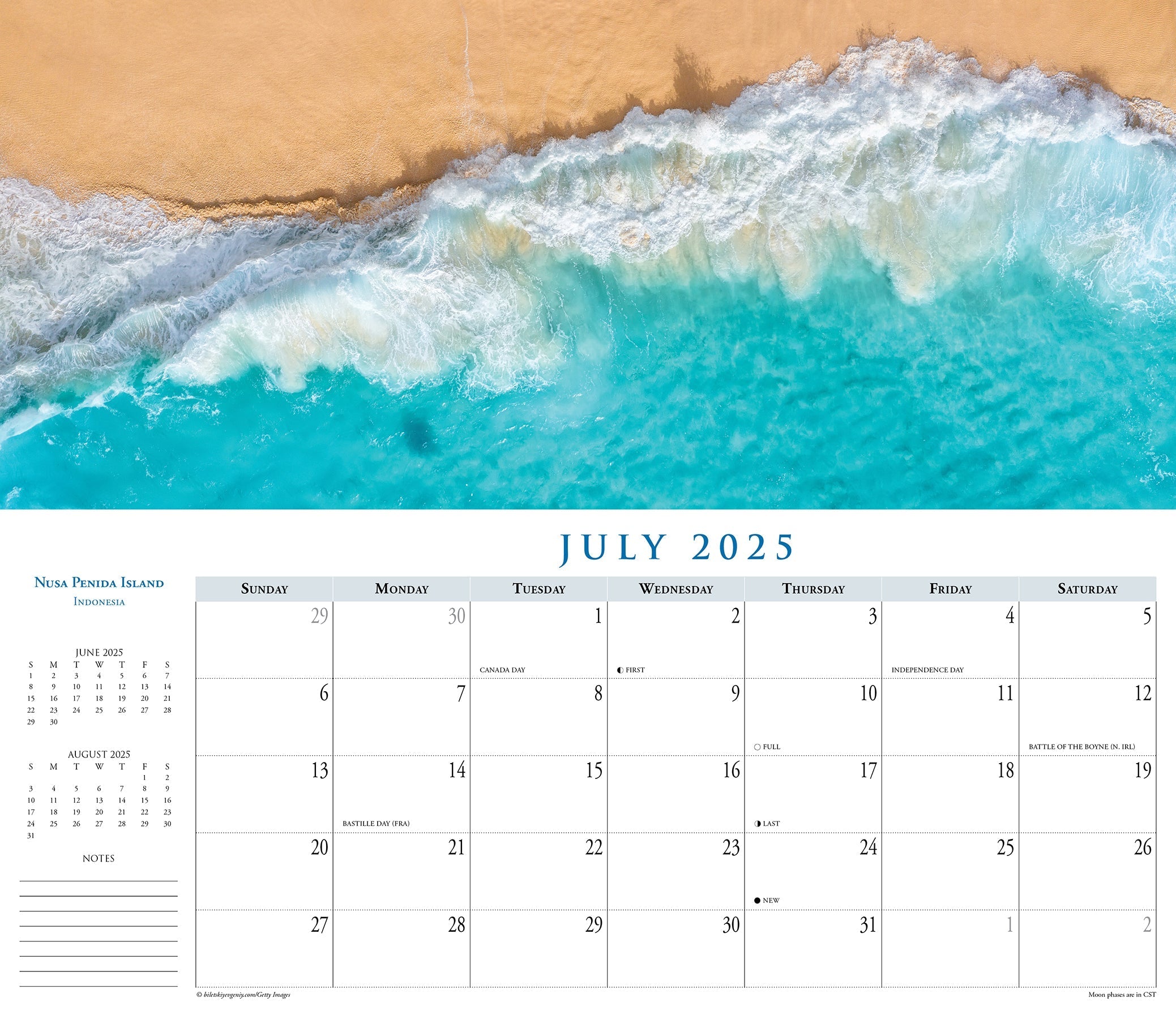 2025 Beaches Panoramic - Deluxe Wall Calendar (US Only)