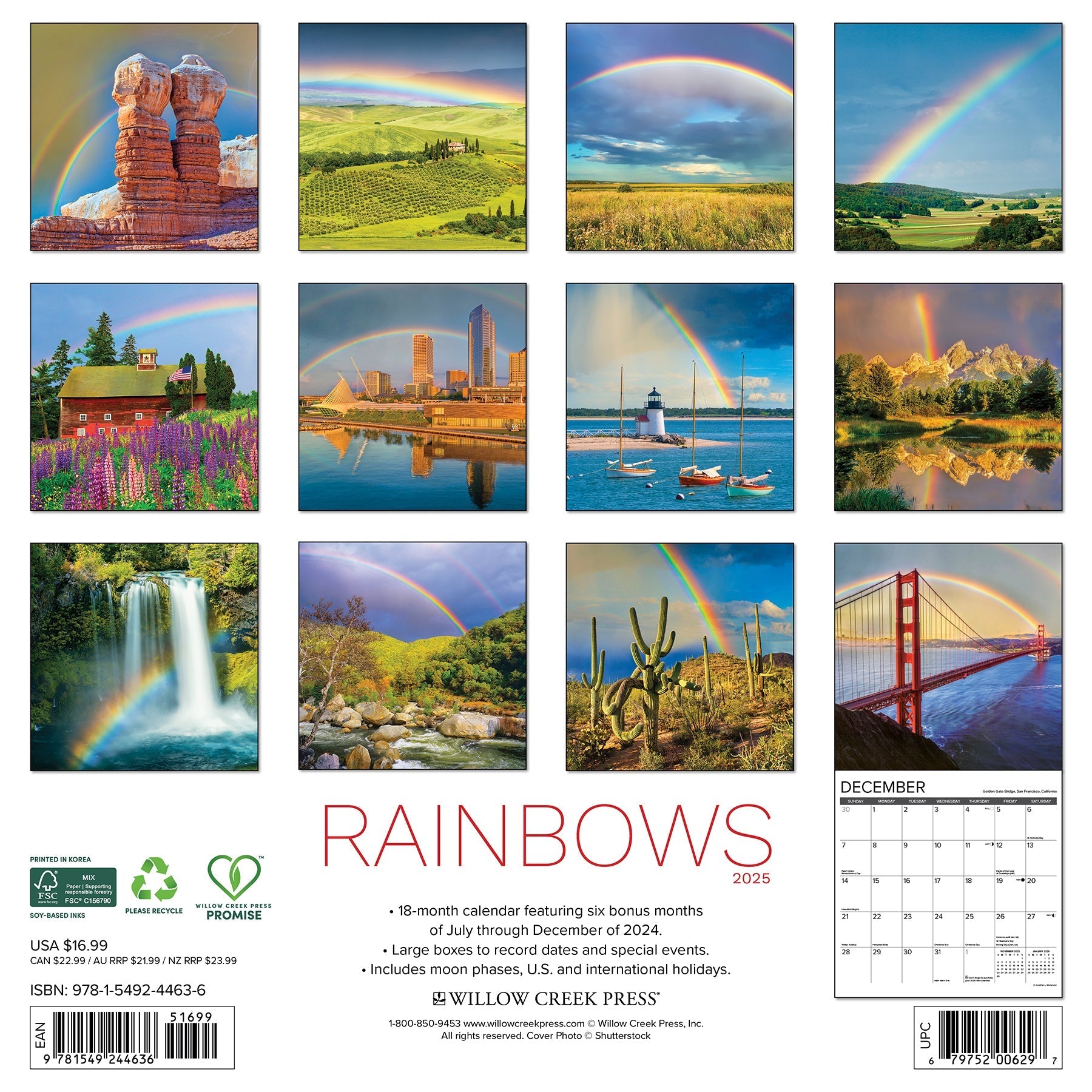 2025 Rainbows - Square Wall Calendar (US Only)