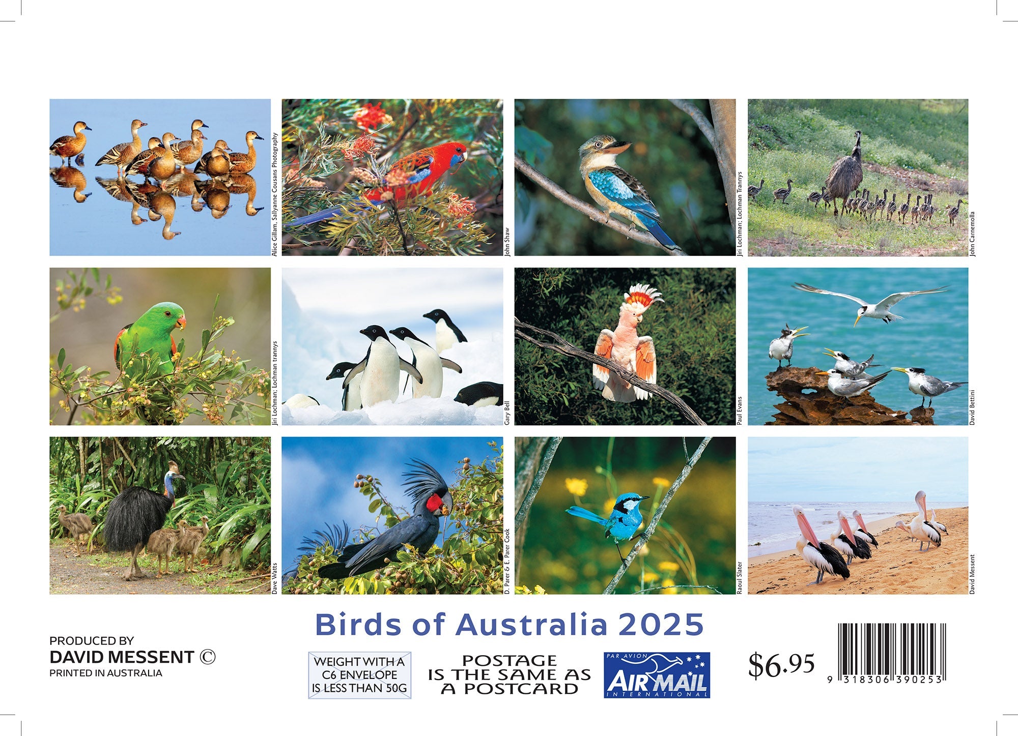 2025 Mini Birds of Australia By David Messent - Mini Pocket Calendar