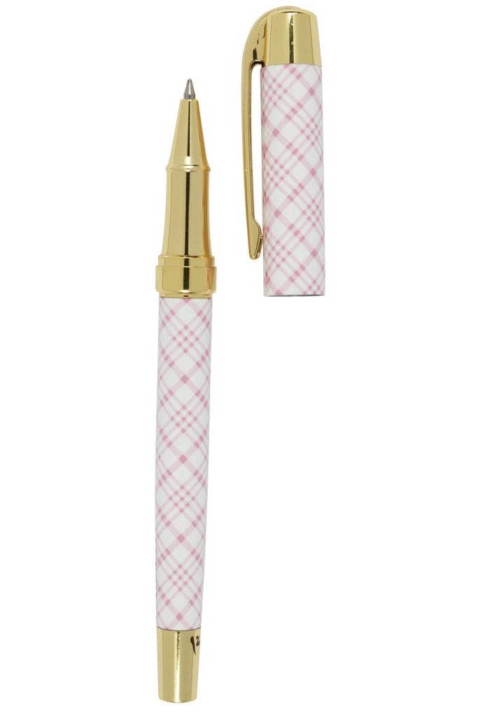 Pink Gingham - Rollerball Pen (Boxed)