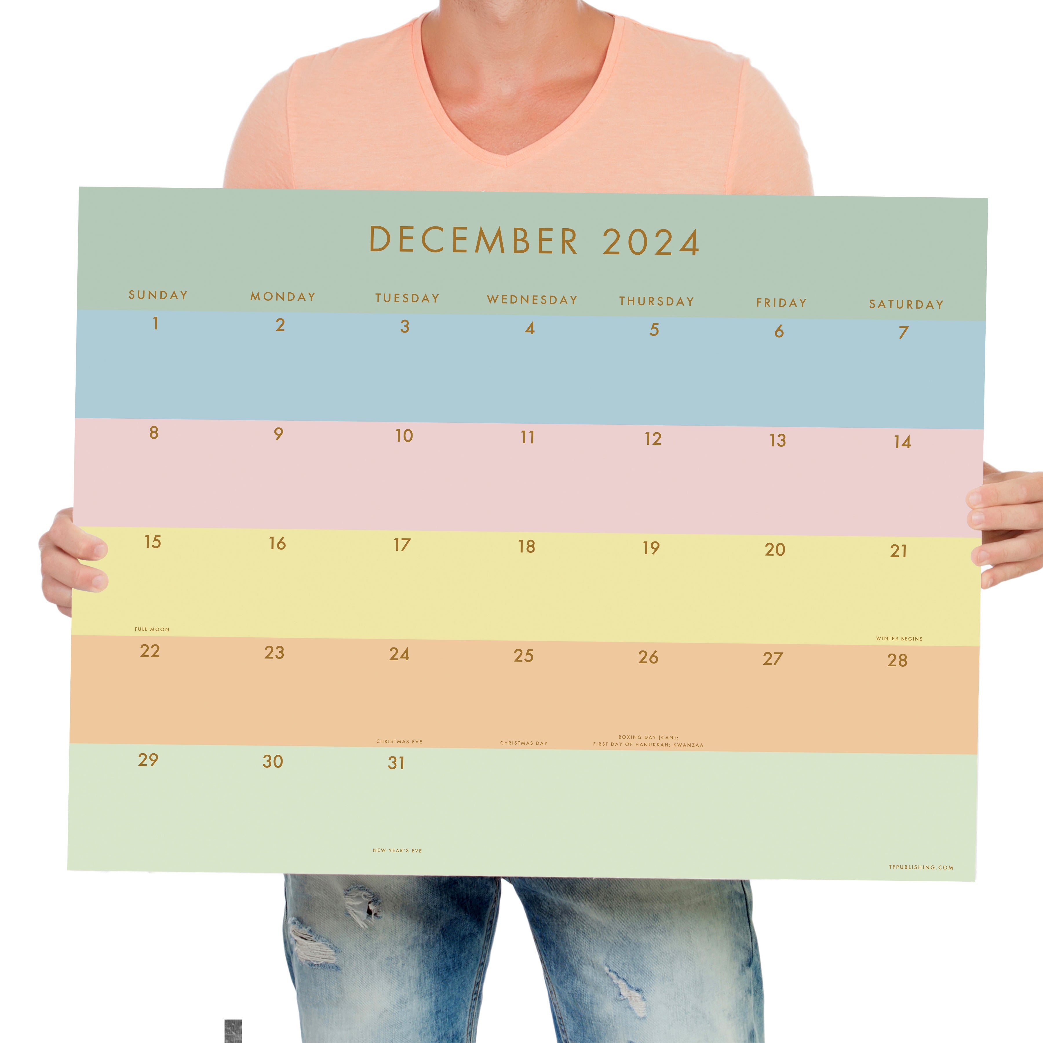 July 2024 - June 2025 Super Stripe - Large Monthly Desk Pad Blotter Academic Calendar