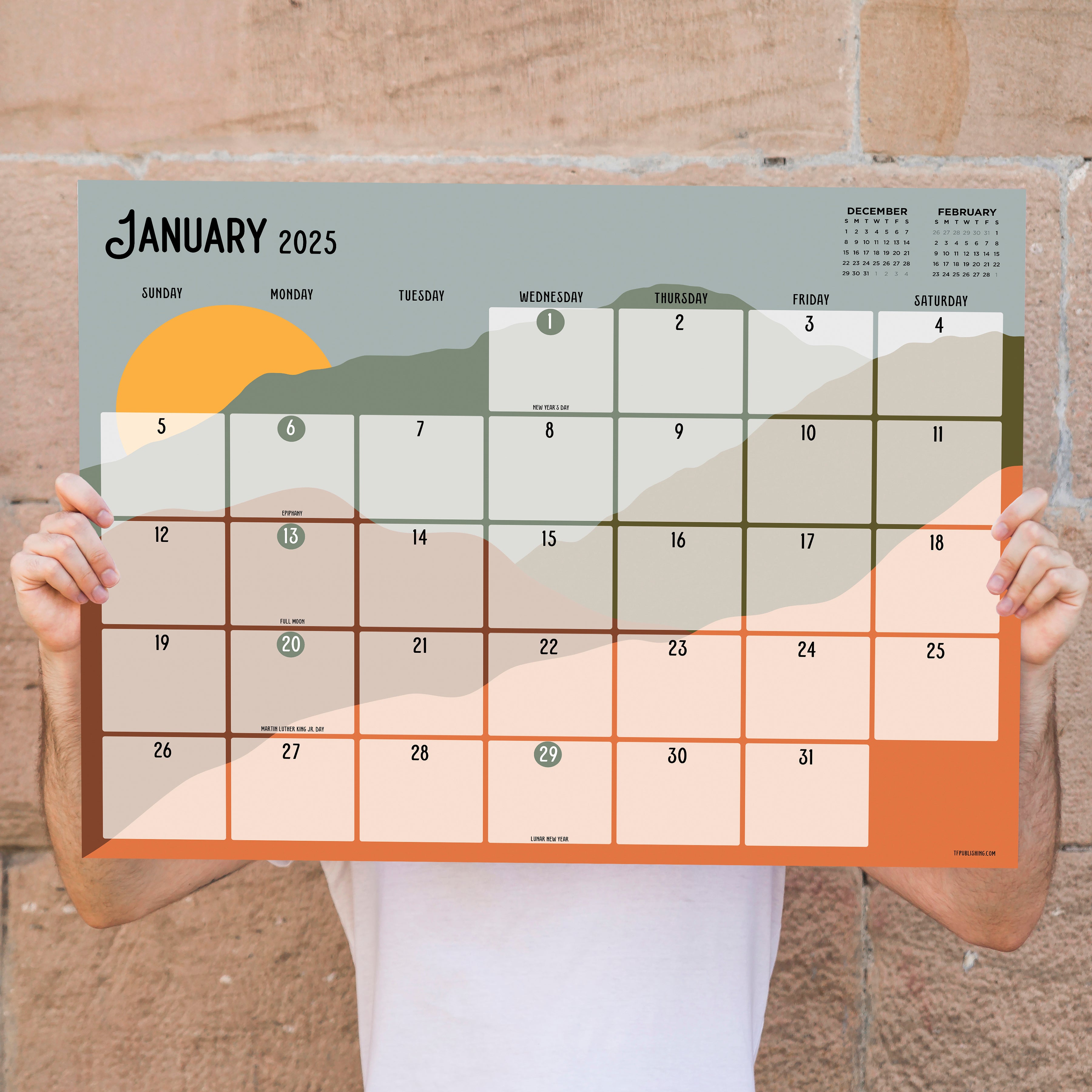 July 2024 - June 2025 Landscapes - Large Monthly Desk Pad Blotter Academic Calendar