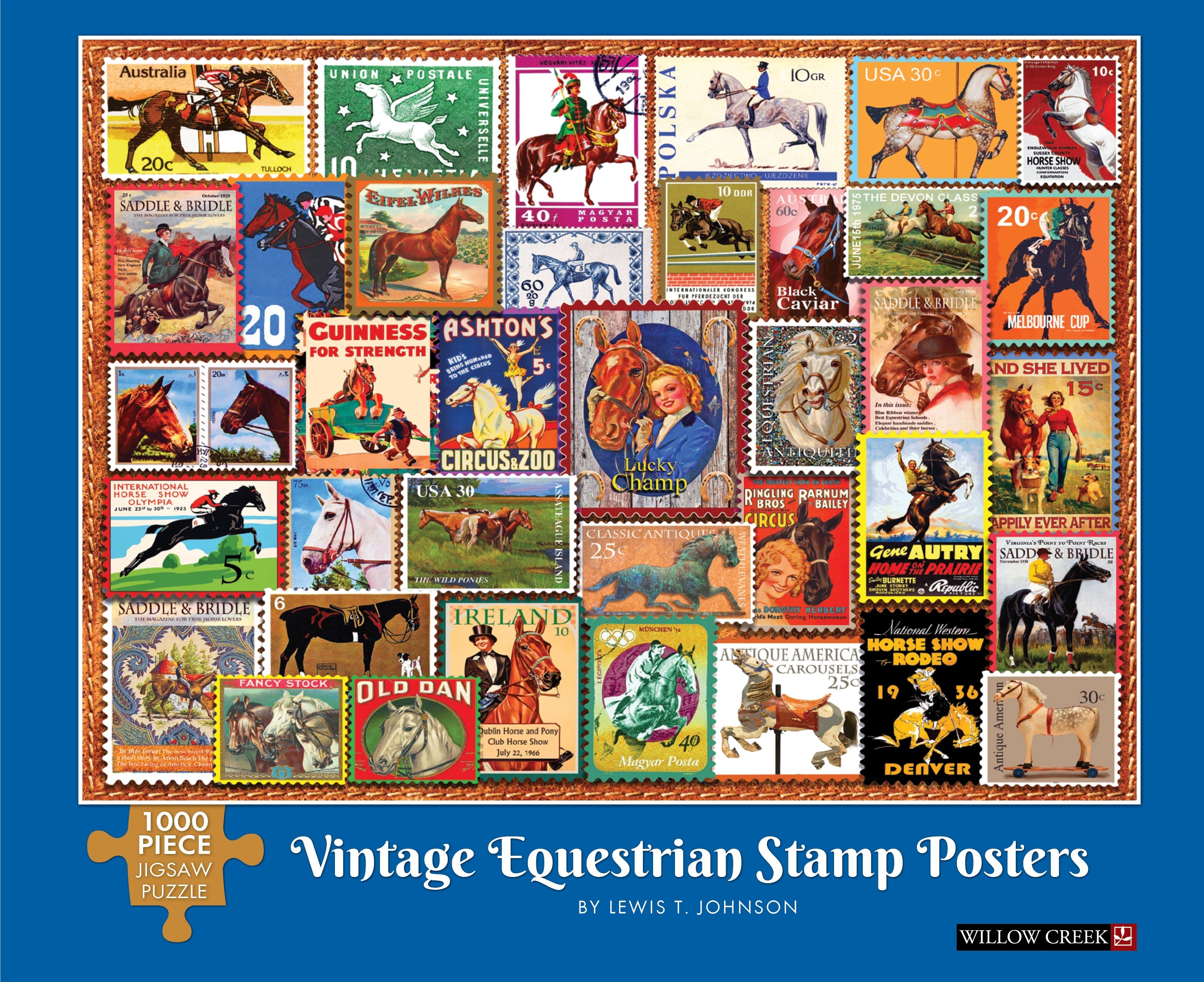 Vintage Equestrian Stamps 1000 Piece - Jigsaw Puzzle