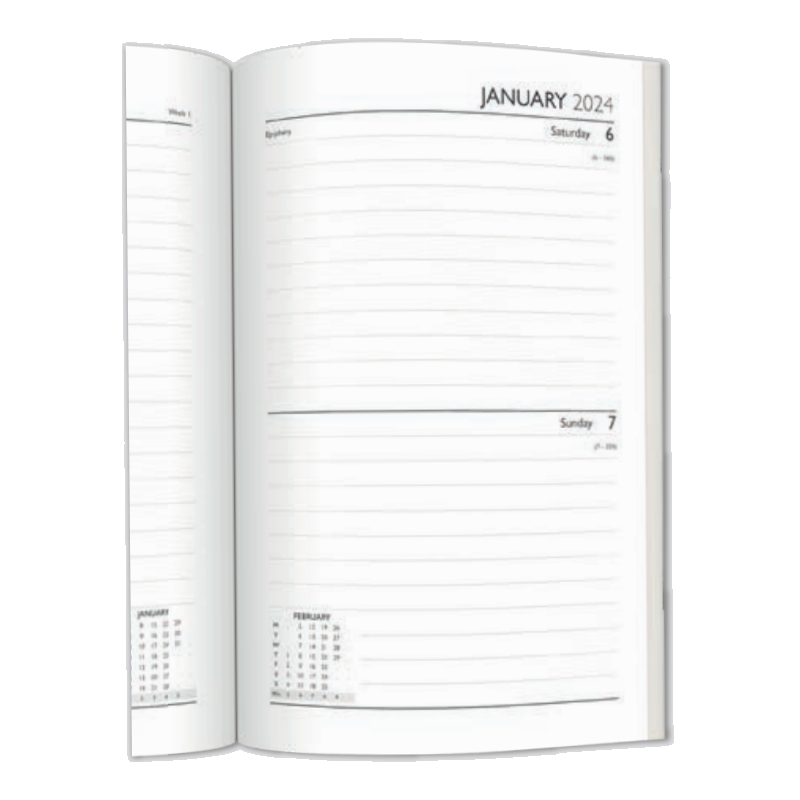2024 Black Padded Superior - Daily Diary/Planner