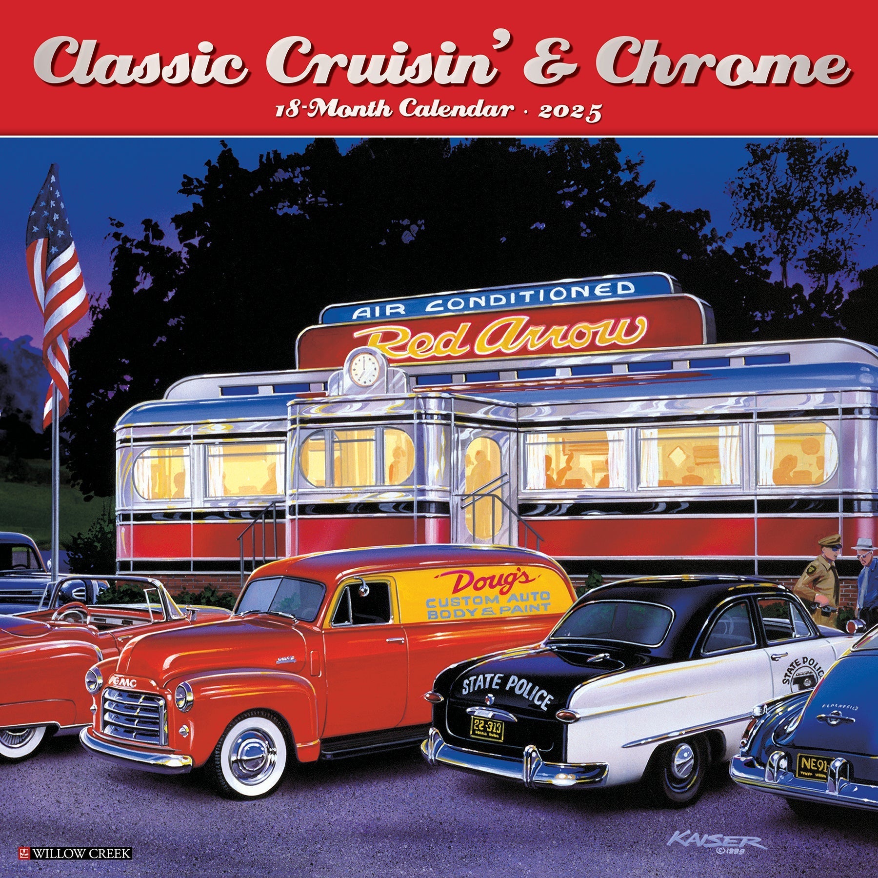 2025 Classic Cruisin' & Chrome (w/foil) - Square Wall Calendar (US Only)