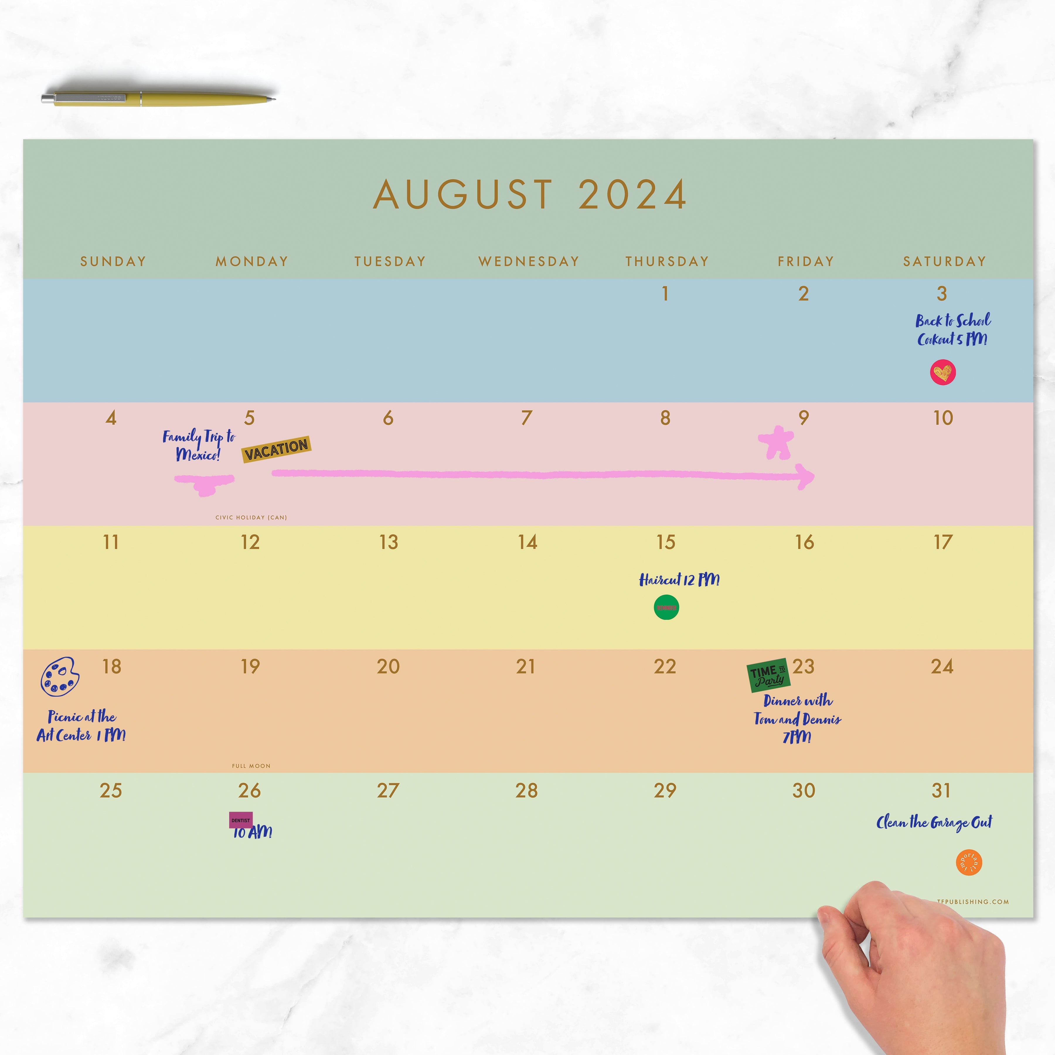 July 2024 - June 2025 Super Stripe - Large Monthly Desk Pad Blotter Academic Calendar  SOLD OUT