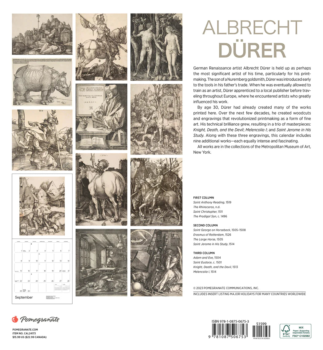 2024 Albrecht D Rer - Square Wall Calendar  SOLD OUT