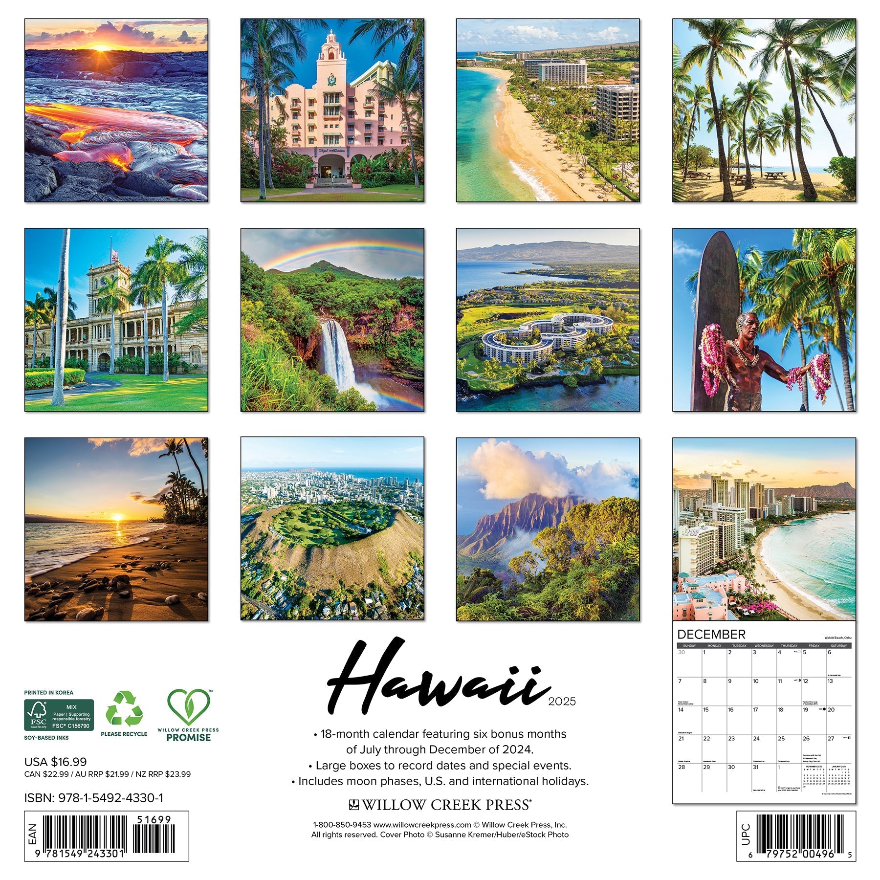 2025 Hawaii - Square Wall Calendar (US Only)