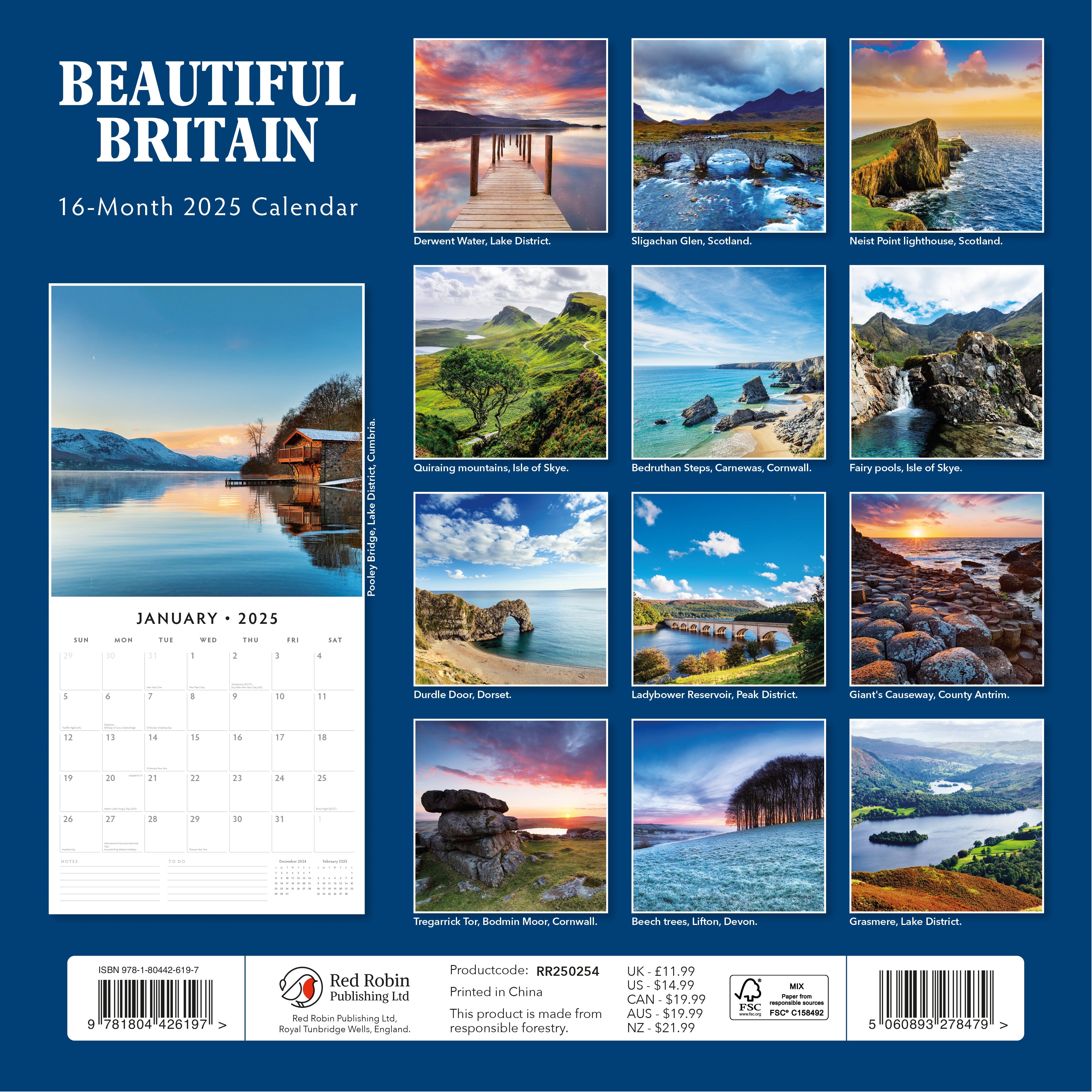 2025 Beautiful Britain - Square Wall Calendar