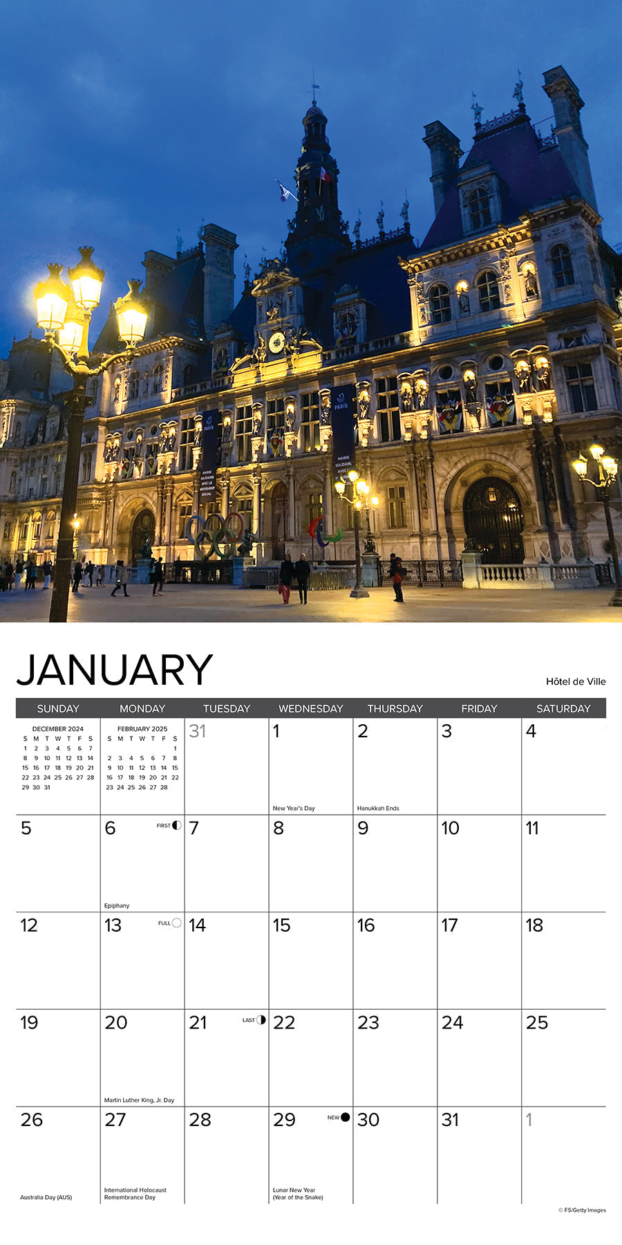 2025 Paris (w/foil) - Square Wall Calendar (US Only)