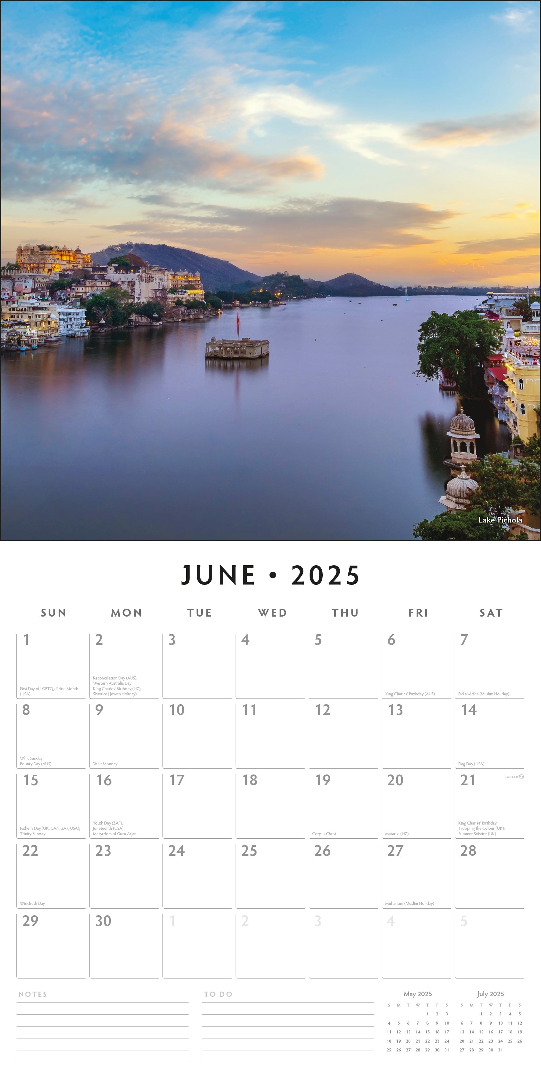 2025 Lakes - Square Wall Calendar