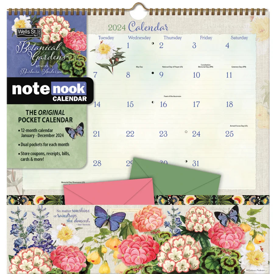 2024 Botanical Gardens - Note Nook Square Wall Calendar