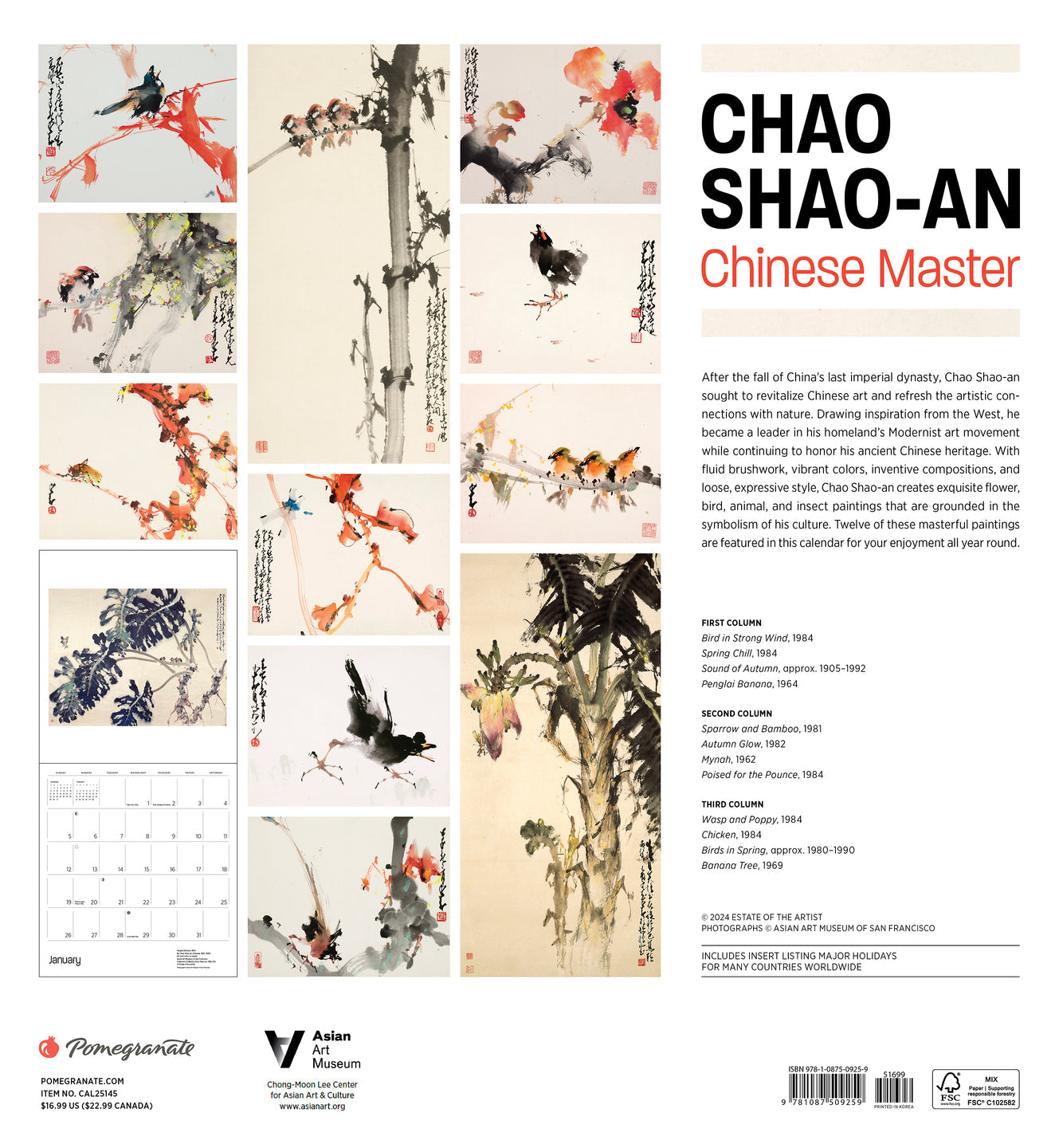 2025 Chao Shao-An: Chinese Master - Square Wall Calendar