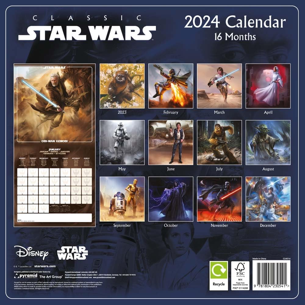 2024 Star Wars Classics By Pyramid Square Wall Calendar