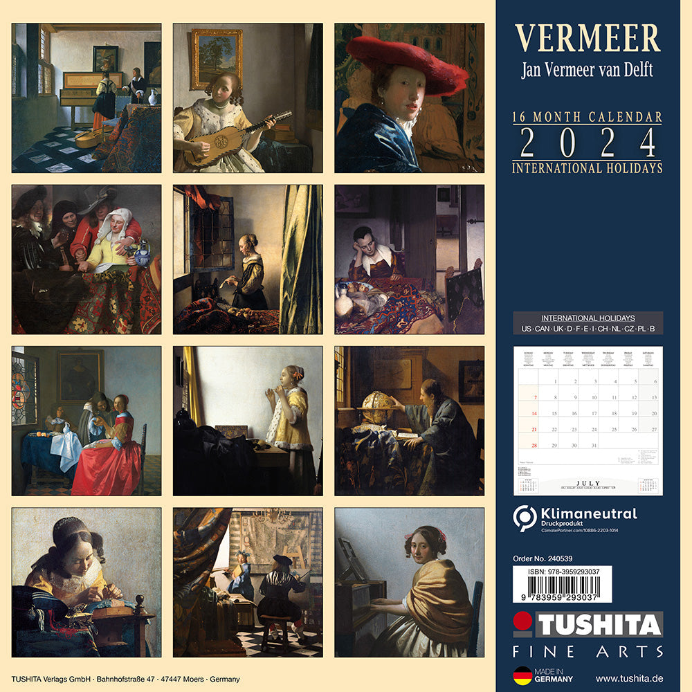 2024 Jan Vermeer van Delft - Square Wall Calendar