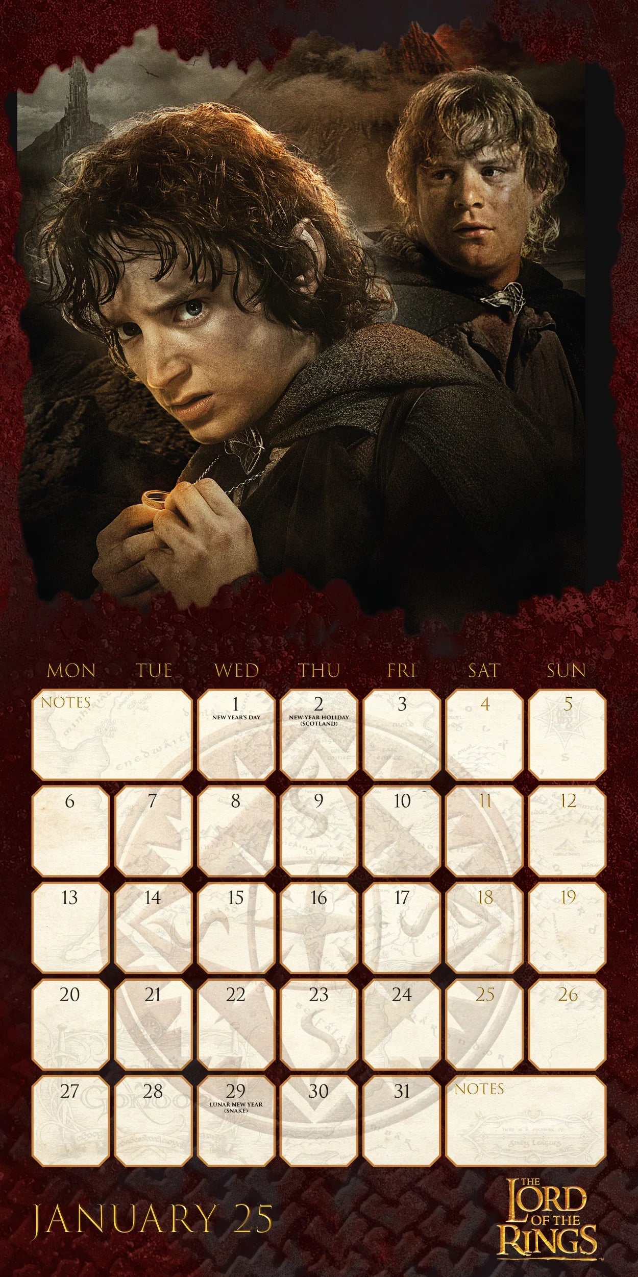 2025 Lord Of The Rings - Square Wall Calendar