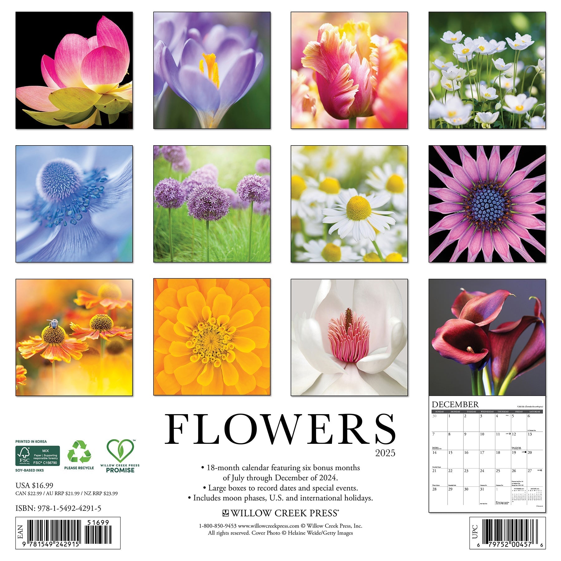 2025 Flowers - Square Wall Calendar (US Only)