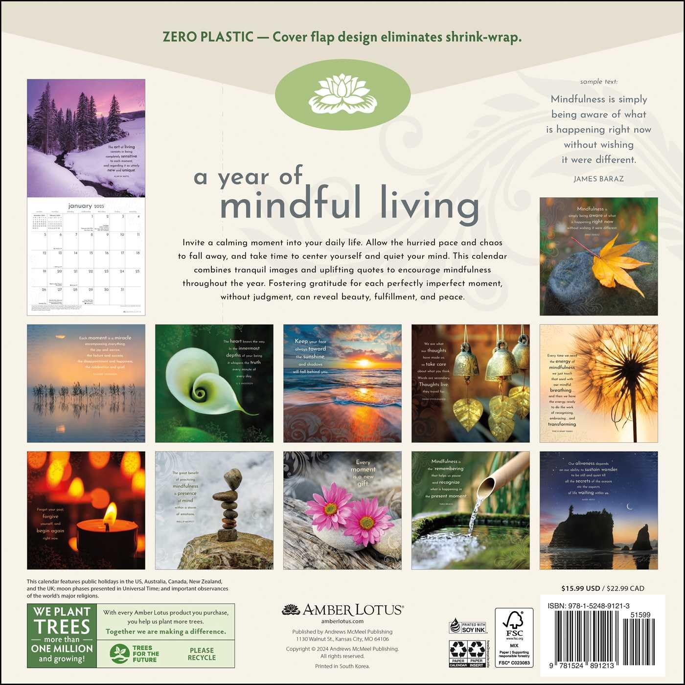 2025 A Year of Mindful Living - Square Wall Calendar