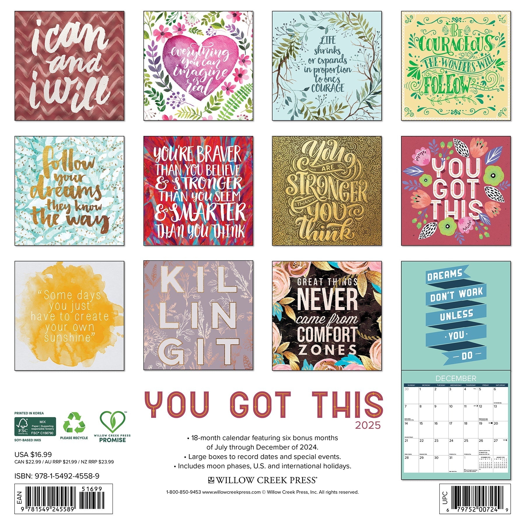 2025 You Got This - Square Wall Calendar (US Only)