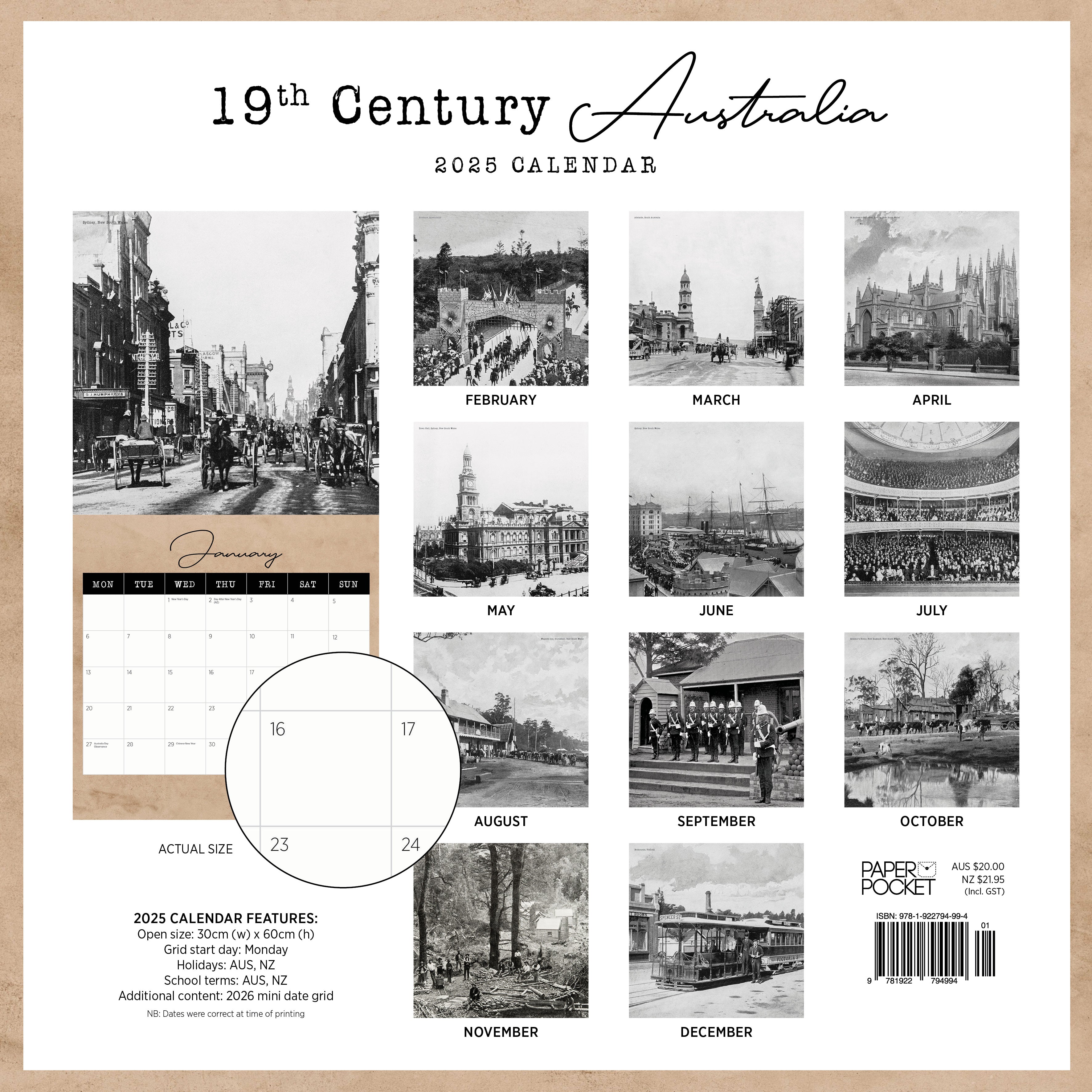 2025 19th Century Australia - Square Wall Calendar