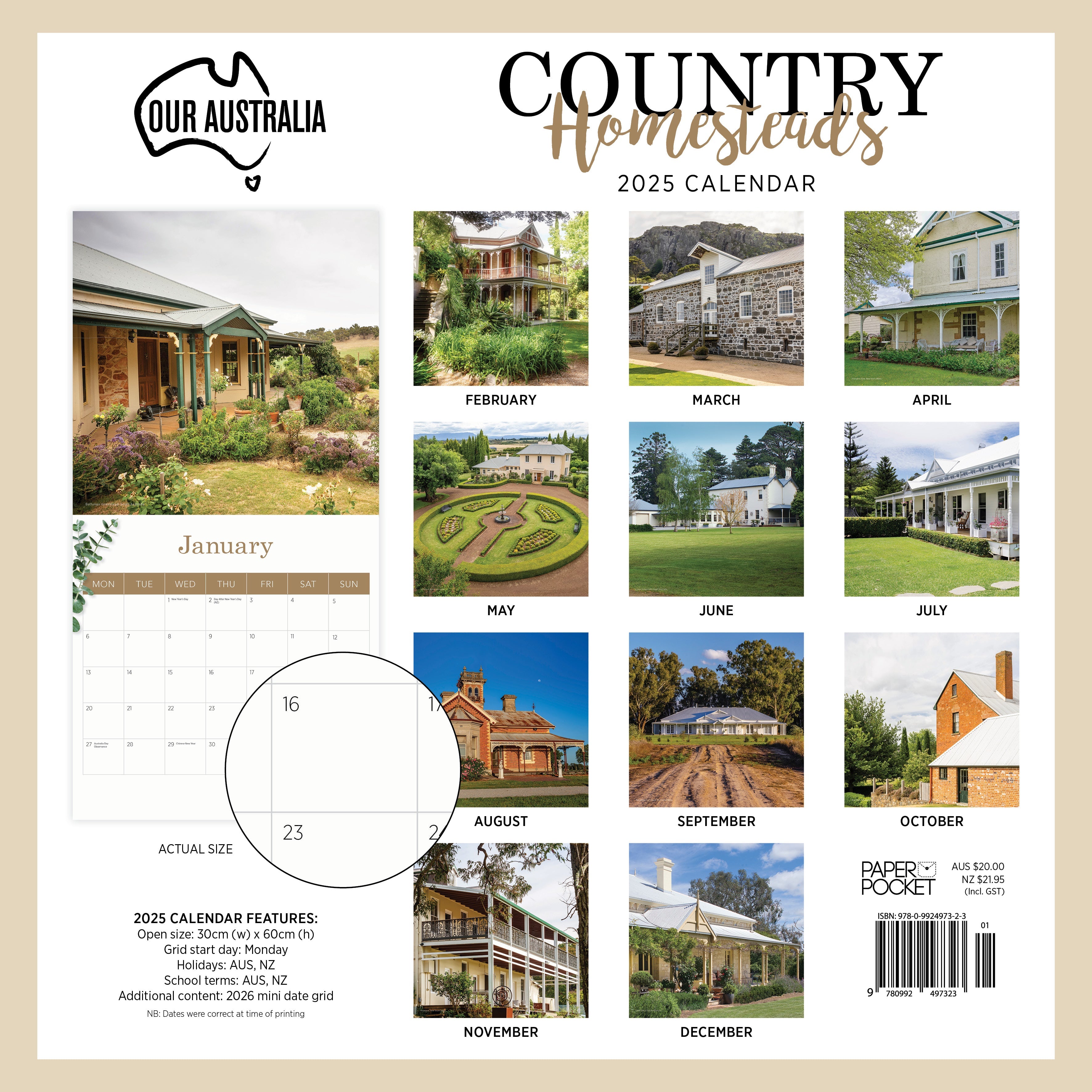 2025 Our Australia Country Homesteads - Square Wall Calendar