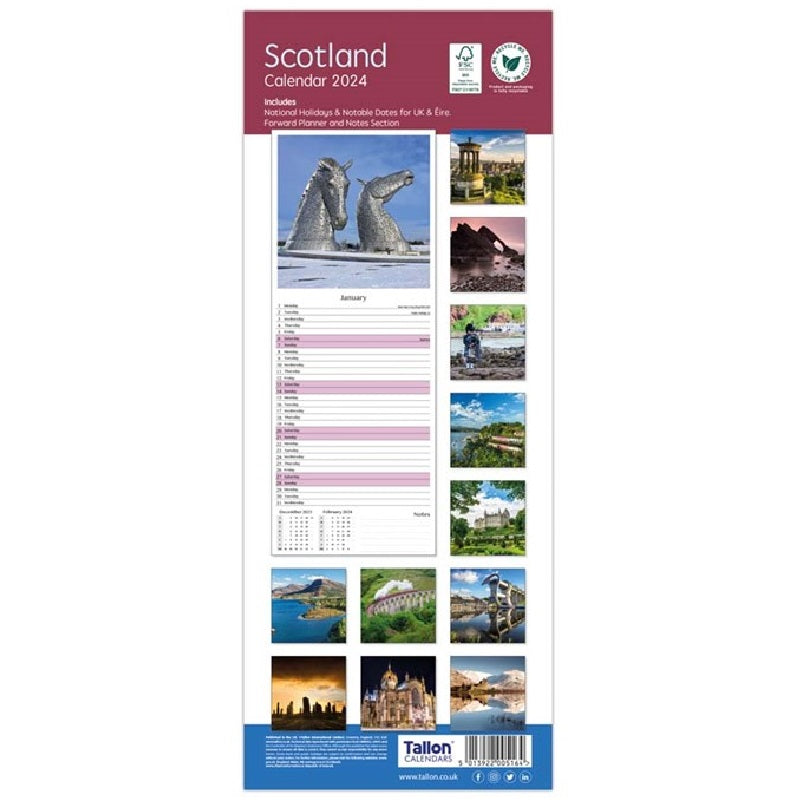 2024 Blue Scotland Super - Slim Wall Calendar