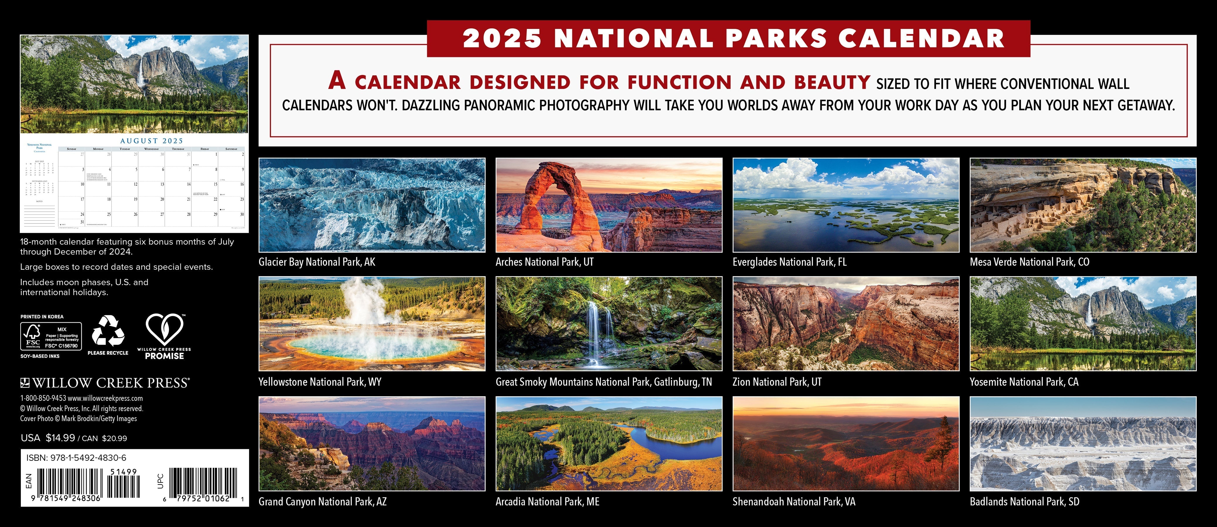 2025 National Parks Panoramic - Deluxe Wall Calendar (US Only)