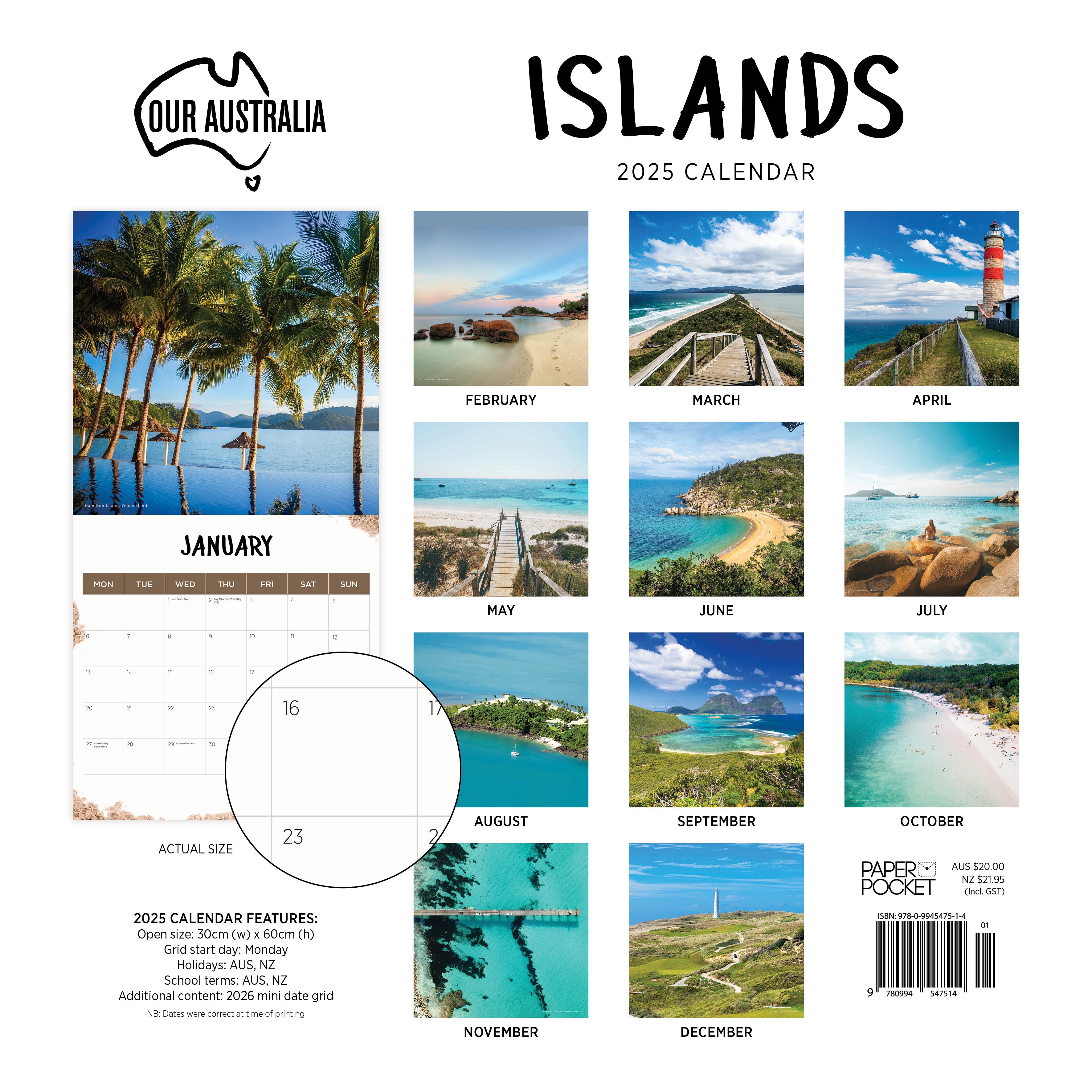 2025 Our Australia Islands - Square Wall Calendar