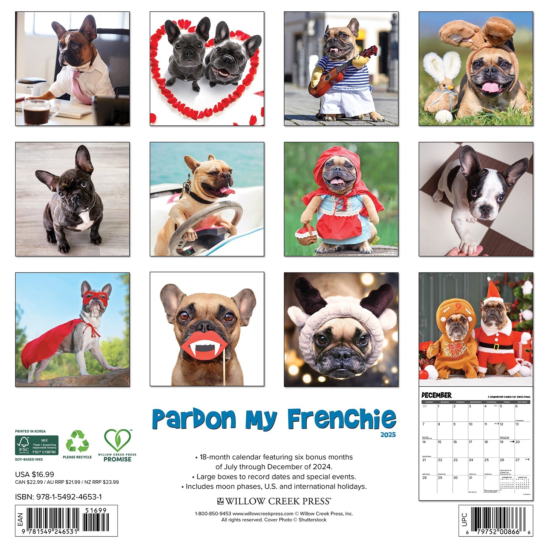 2025 Pardon My Frenchie - Square Wall Calendar (US Only)