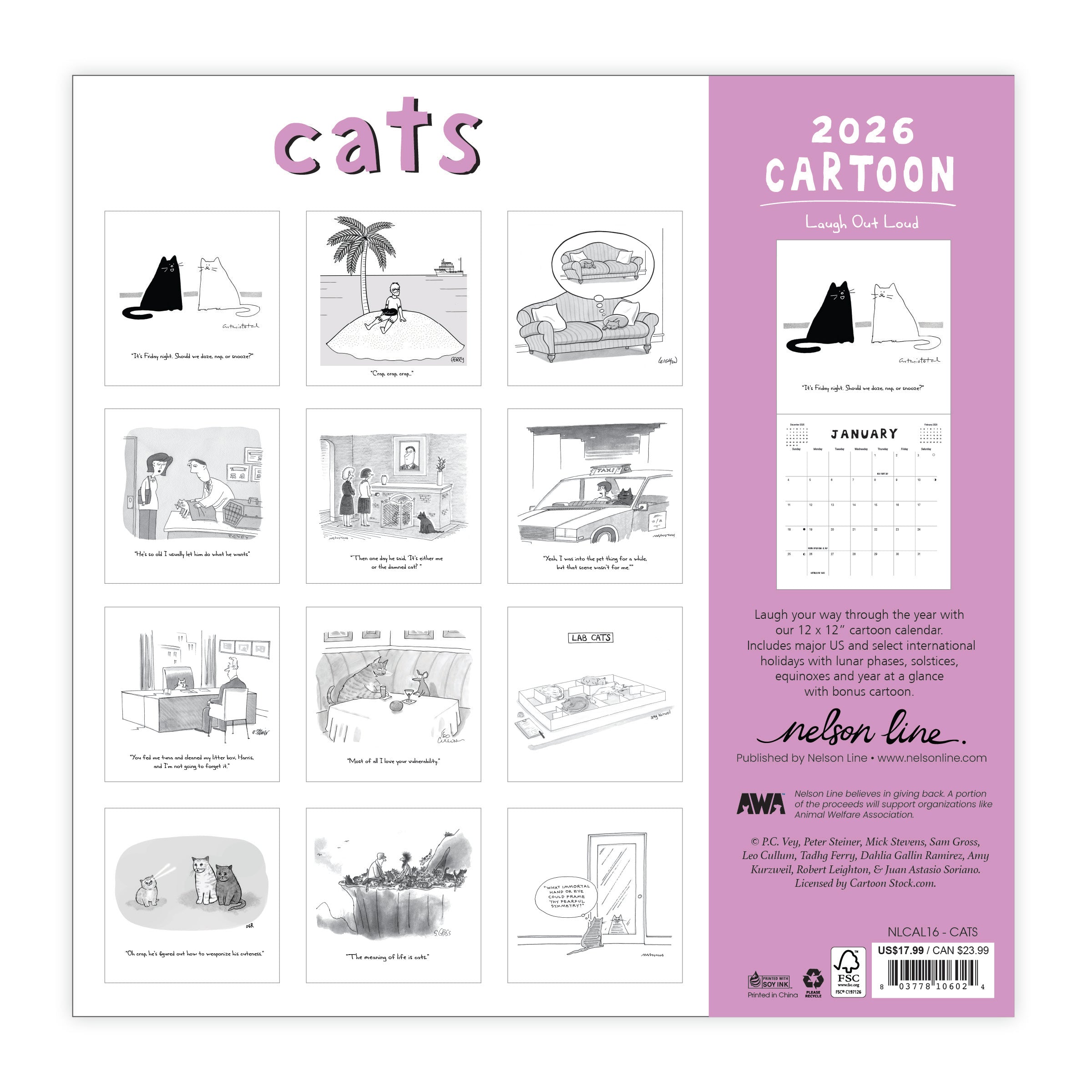 2026 Cats - Square Wall Calendar