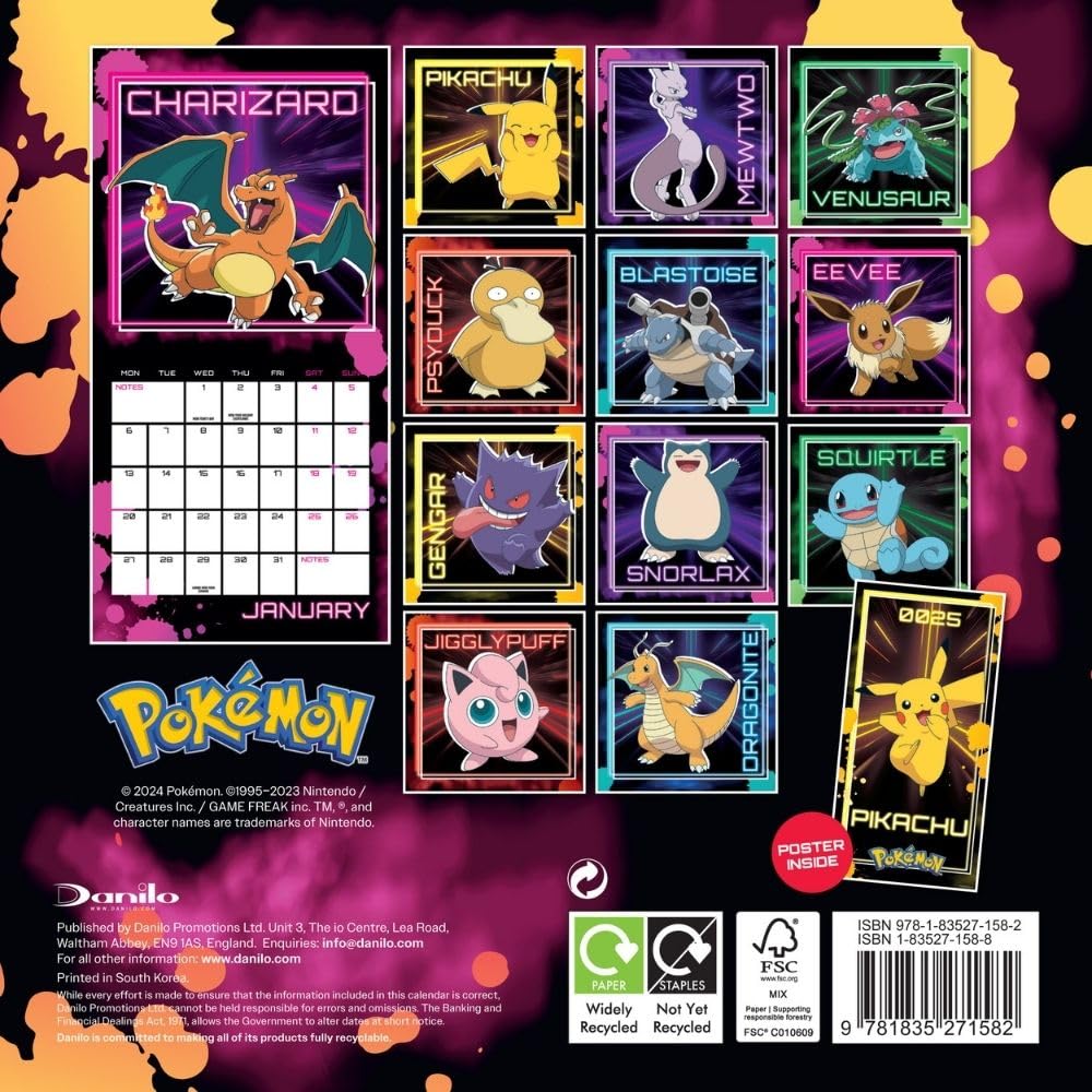 2025 Pokemon - Mini Wall Calendar