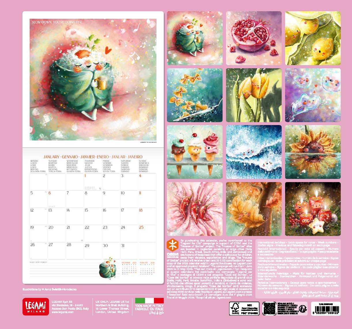 2026 Good Vibes Only - Square Wall Calendar