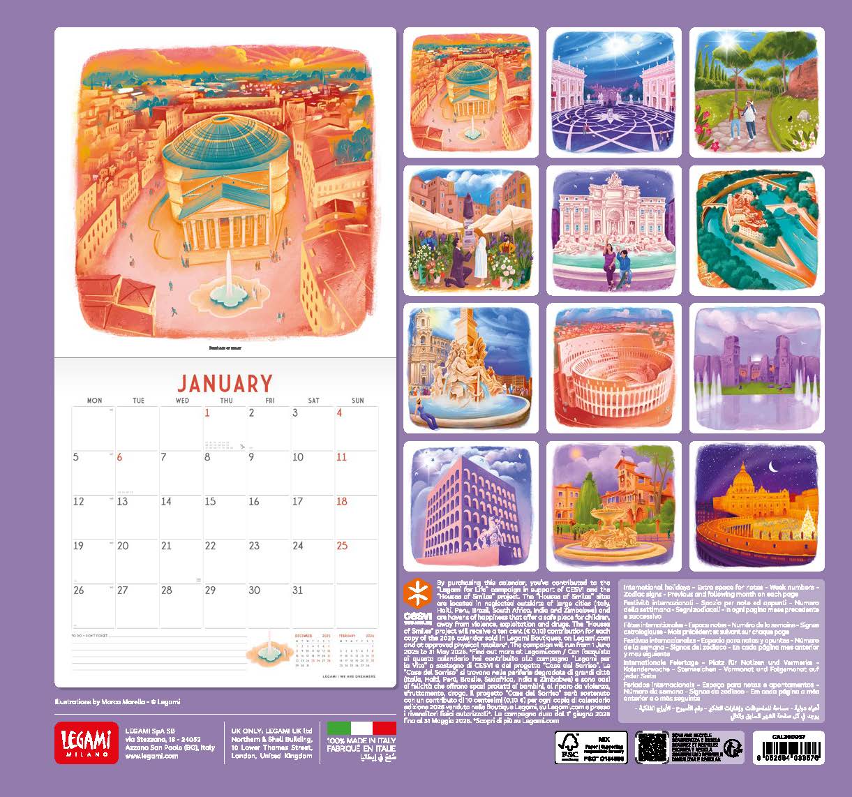 2026 Rome - Square Wall Calendar