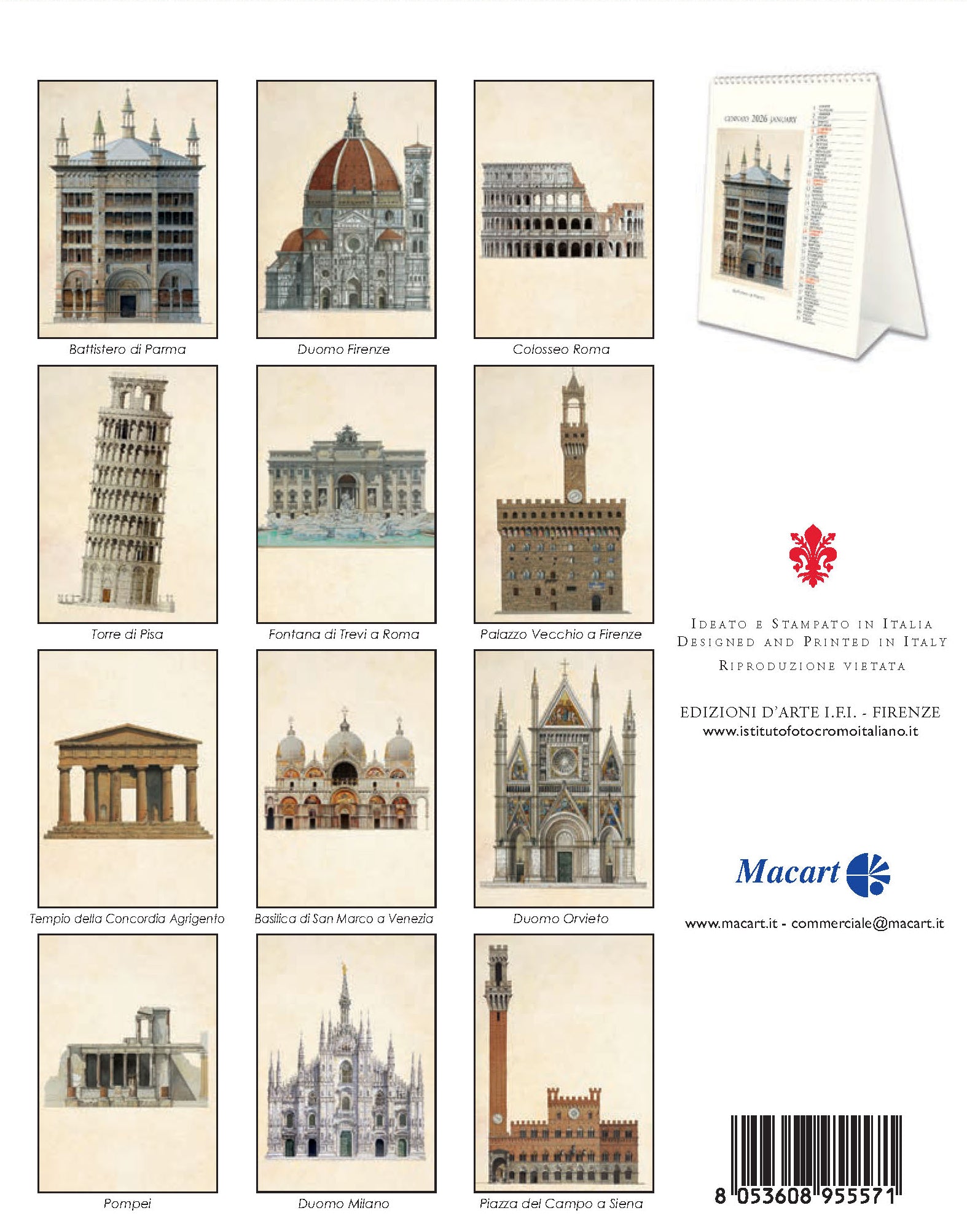 2026 Architettura Italiana - Desk Easel Calendar