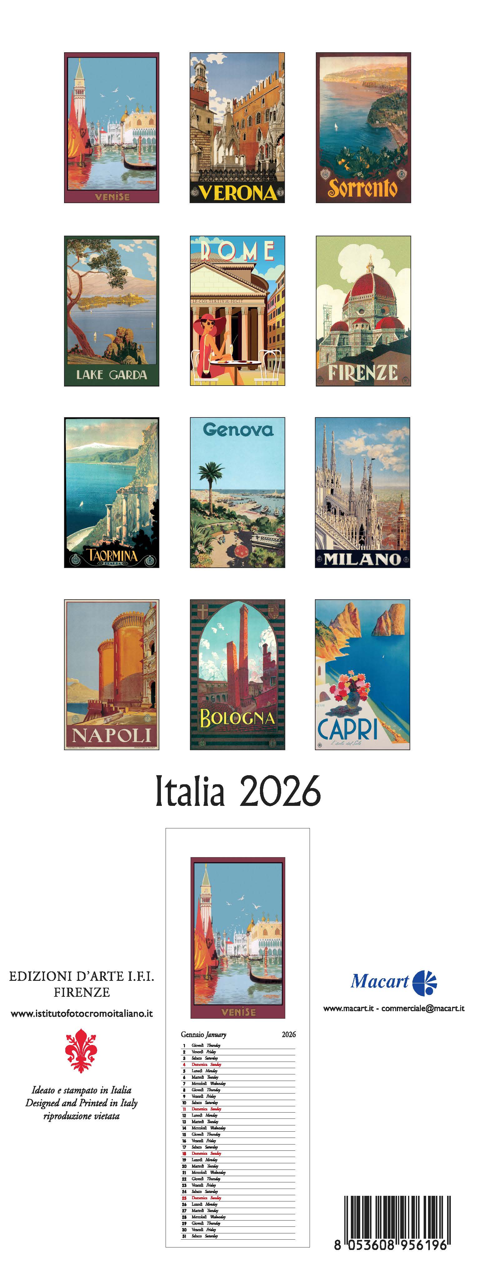 2026 Italia - Slim Wall Calendar