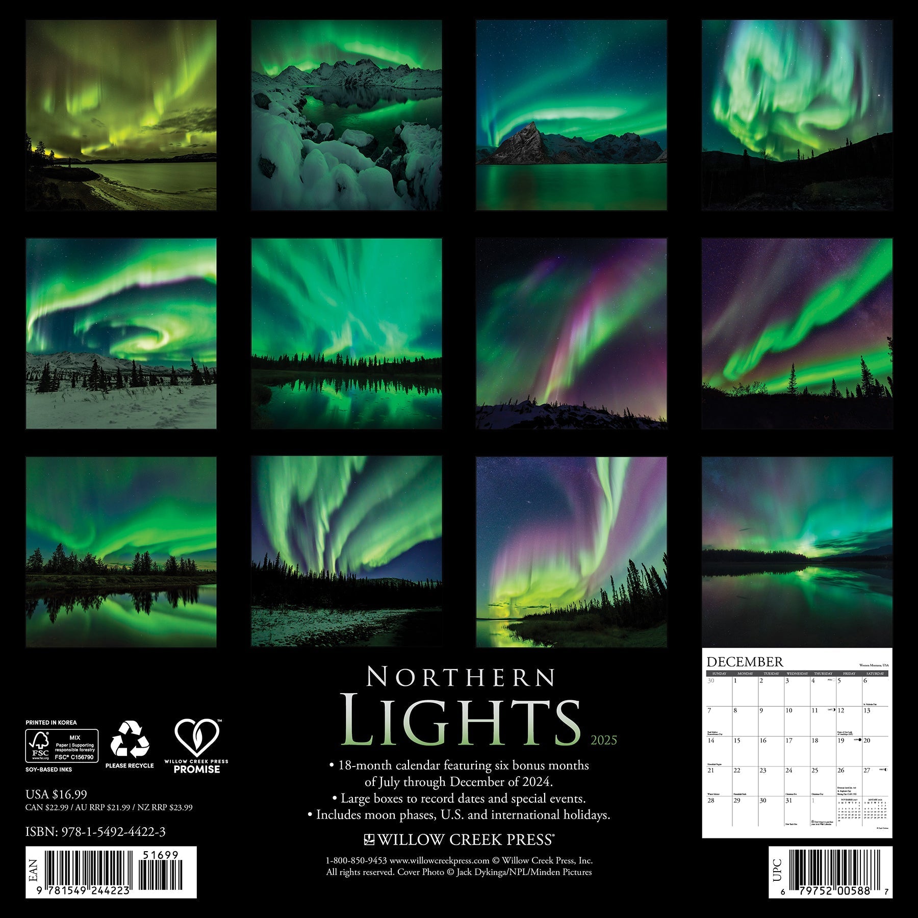 2025 Northern Lights - Square Wall Calendar (US Only)