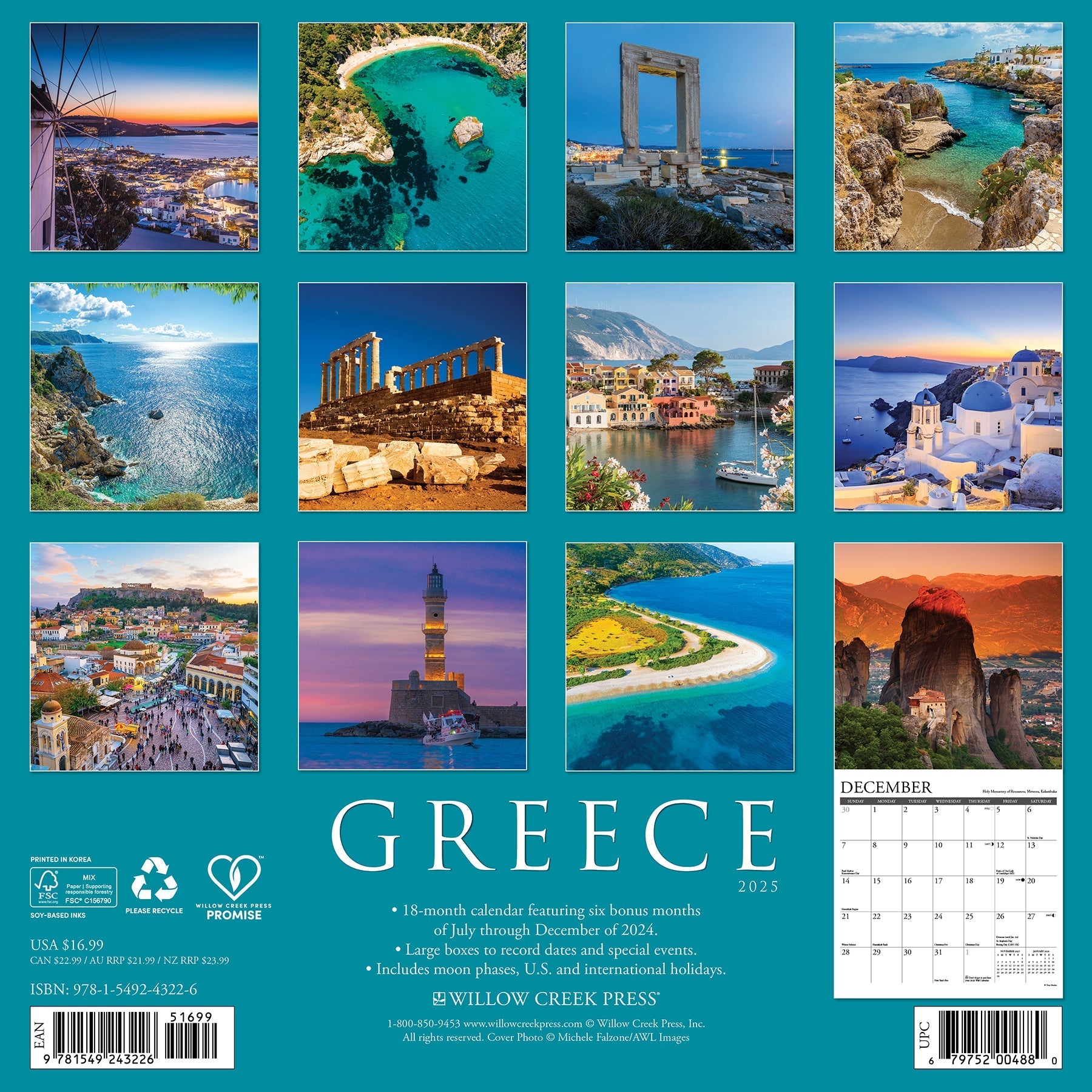 2025 Greece - Square Wall Calendar (US Only)