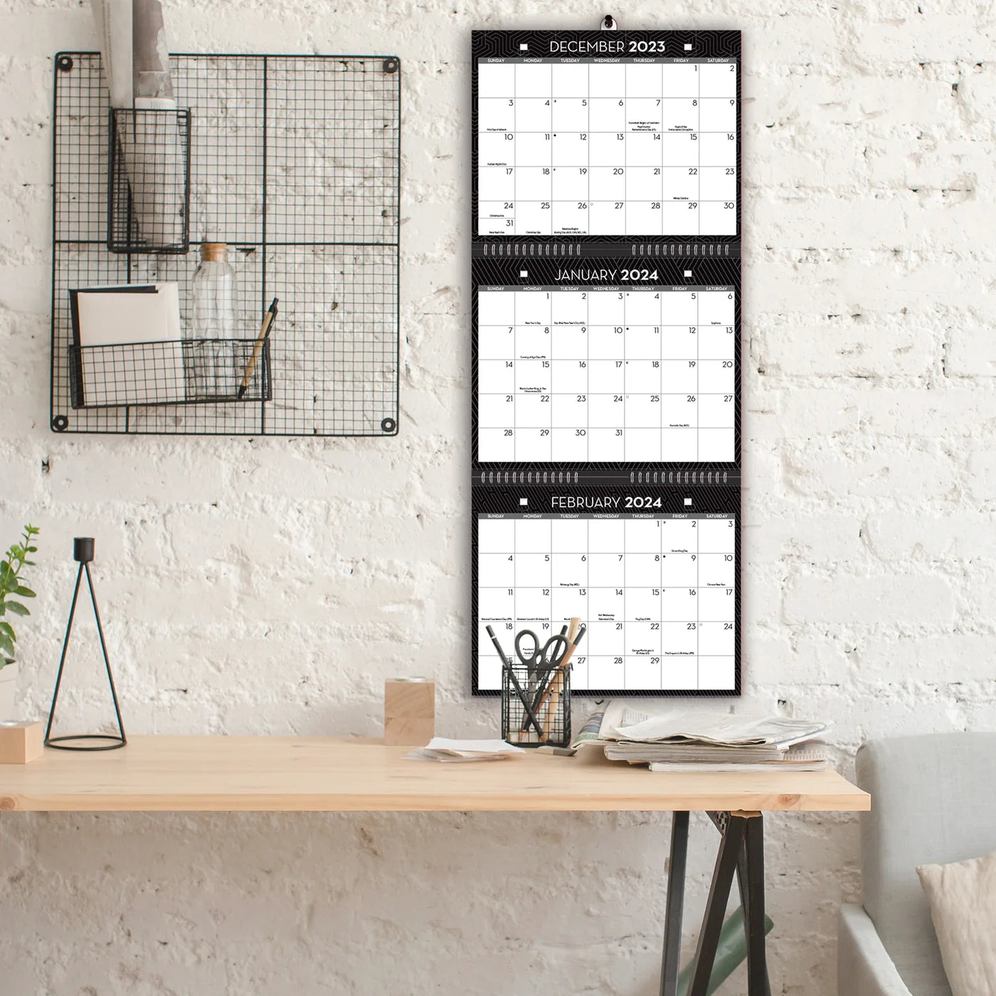 2024 Office Tri-View - 3-Month View Wall Calendar