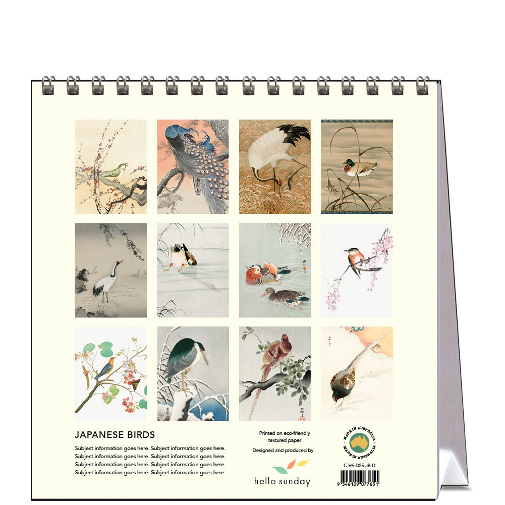 2025 Japanese Birds - Desk Easel Calendar