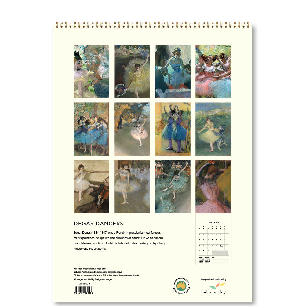 2024 Degas Dancers - Deluxe Wall Calendar
