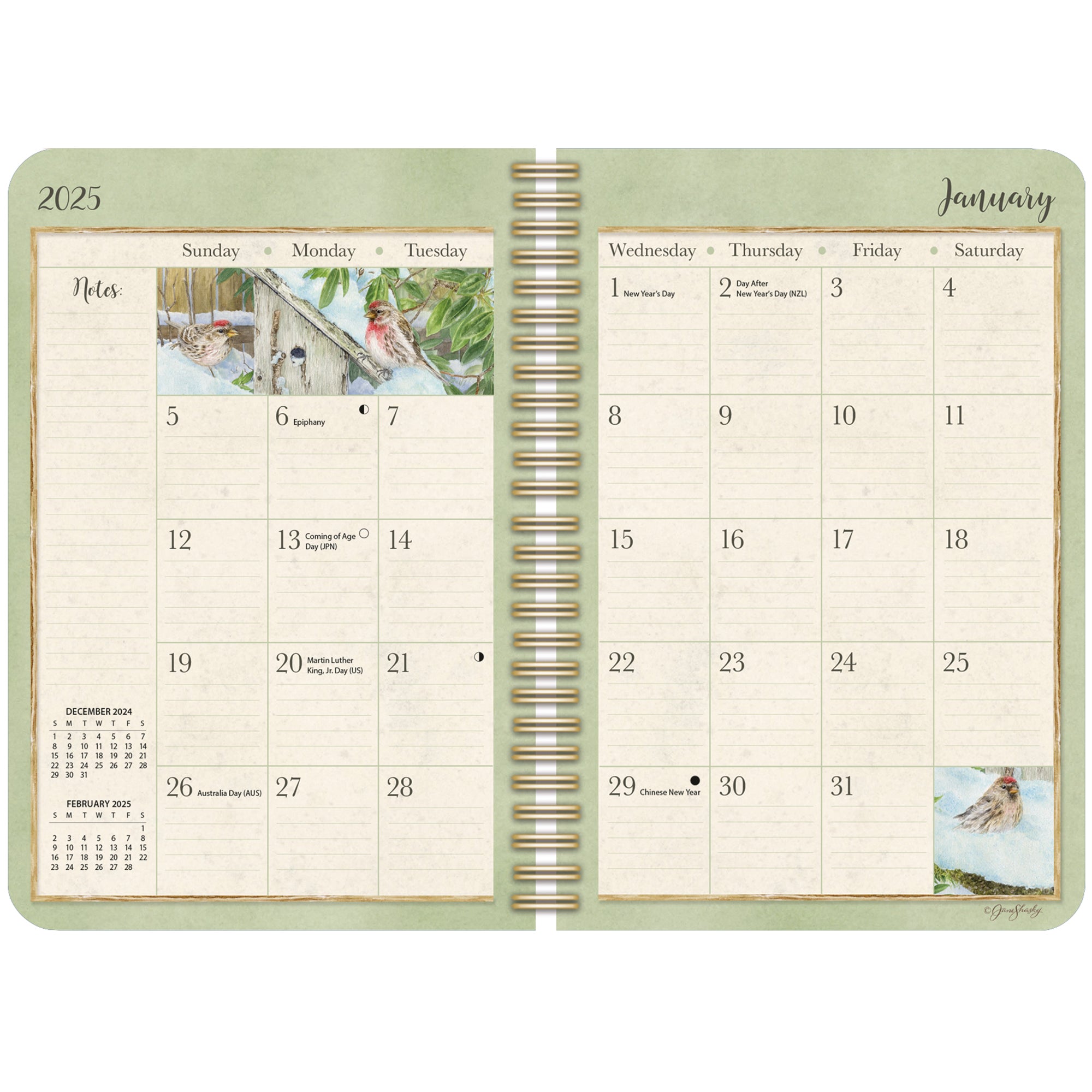 2025 LANG Birds In The Garden - Monthly Engagement Diary/Planner