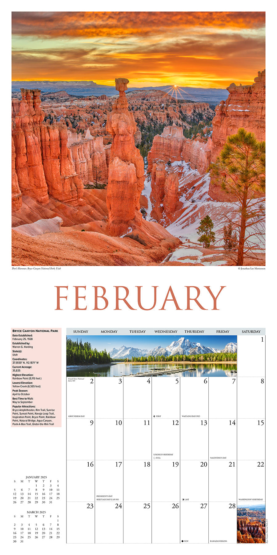 2025 National Parks of the West - Square Wall Calendar (US Only)