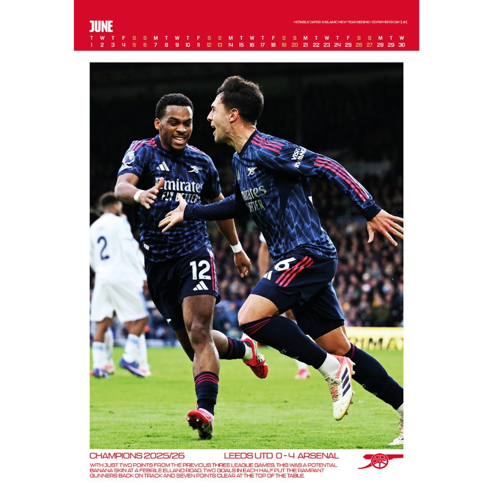 2027 Arsenal FC - A3 Deluxe Wall Calendar - product image 3